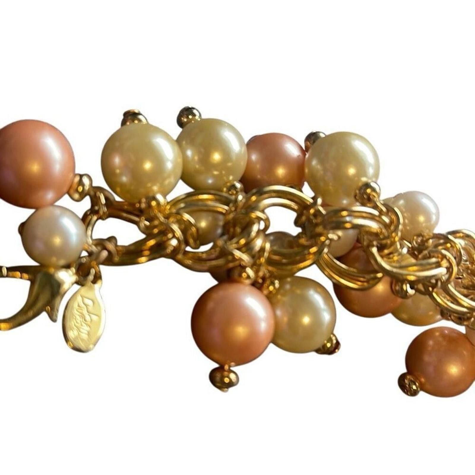 Designer Joan Rivers signed bracelet peach and ivory Size ONE SIZE - 2 Thumbnail