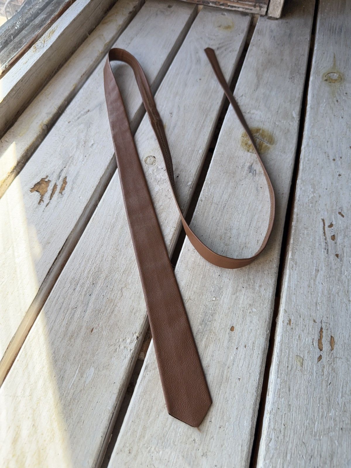 Japanese Brand Retro Vintage Brown Leather Tie 90s Western Biker Style Size ONE SIZE - 1 Thumbnail