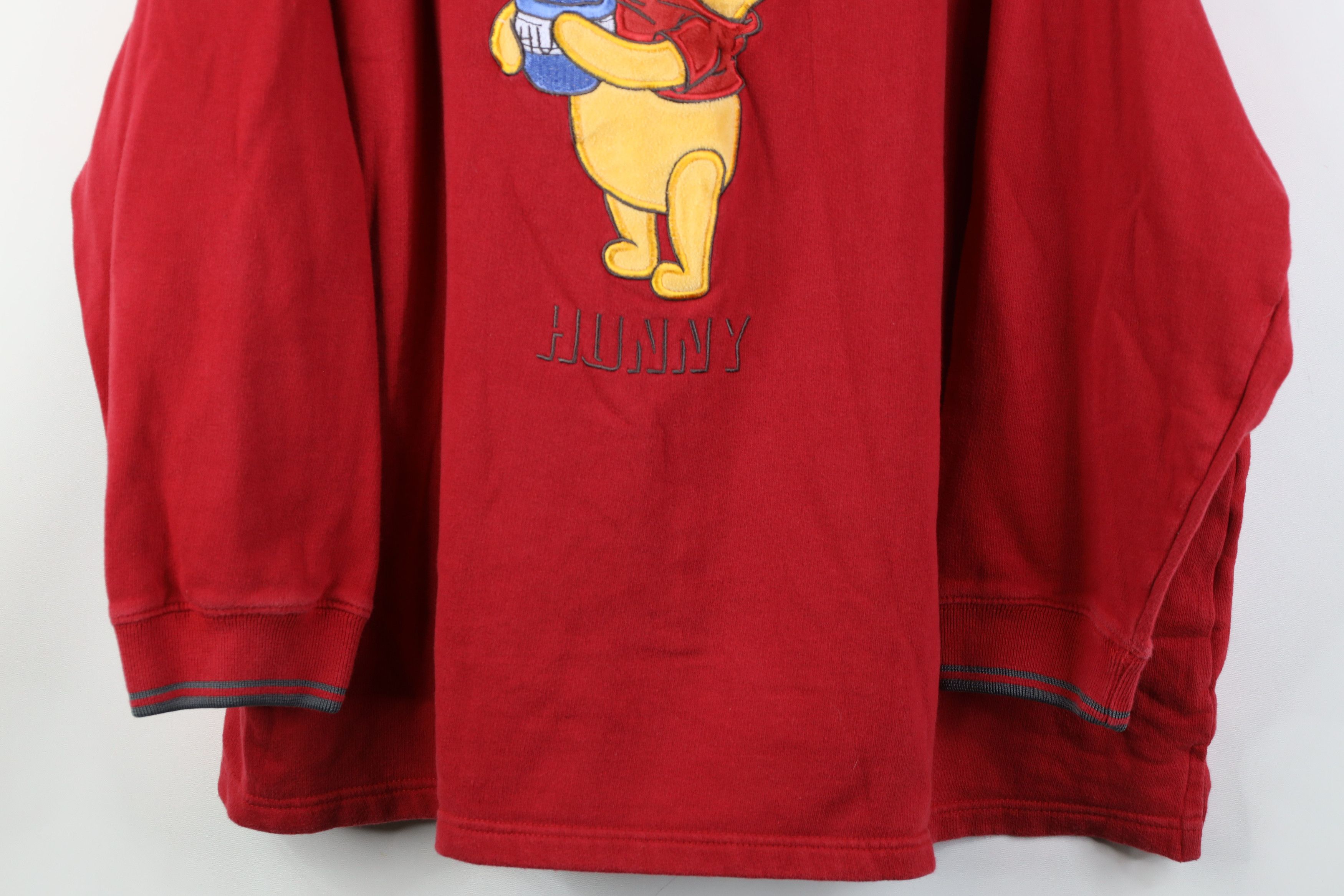 Disney Vintage Disney Winnie the Pooh Hunny V-Neck Sweatshirt Red Size XXL / US 16-18 / IT 52-54 - 3 Thumbnail
