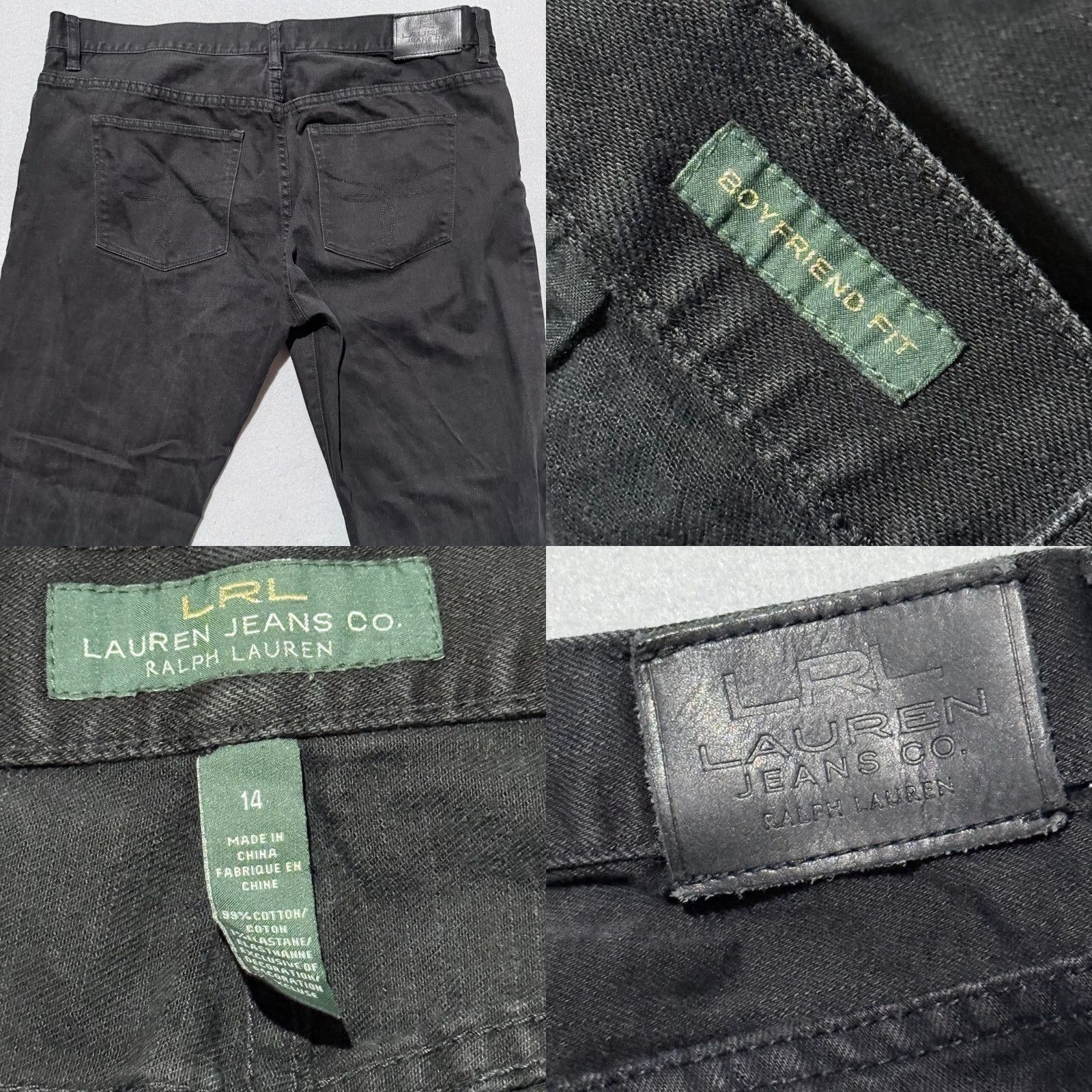 Denime LRL Lauren Jeans Co. Boyfriend Jeans Women's Black Denim Pockets Classic - 14 Size 36" / US 14 / IT 50 - 8 Thumbnail