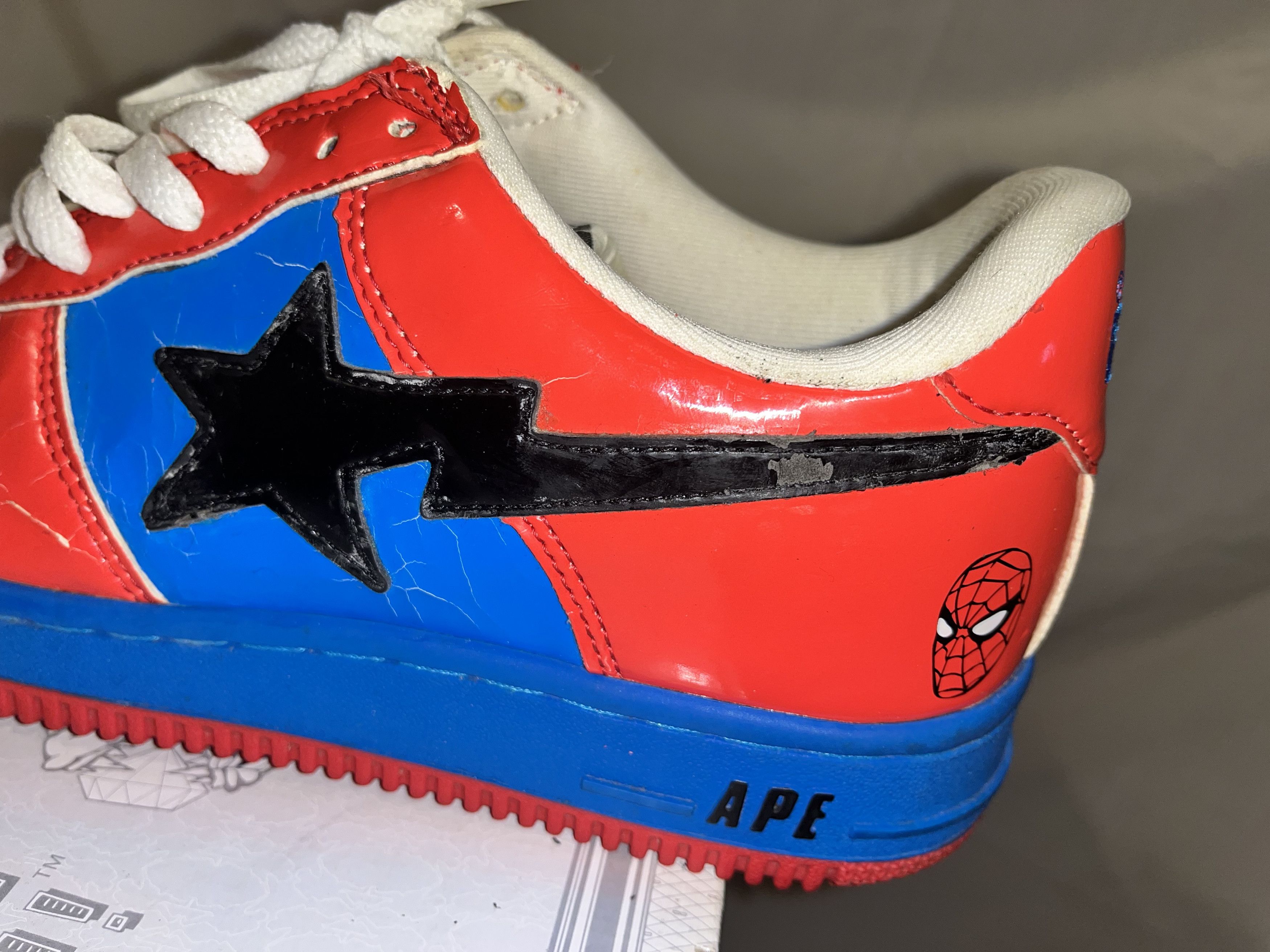 Bape Marvel x A Bathing Ape Spiderman Red/ Blue Bapesta Nigo Size US 8 / EU 41 - 9 Thumbnail