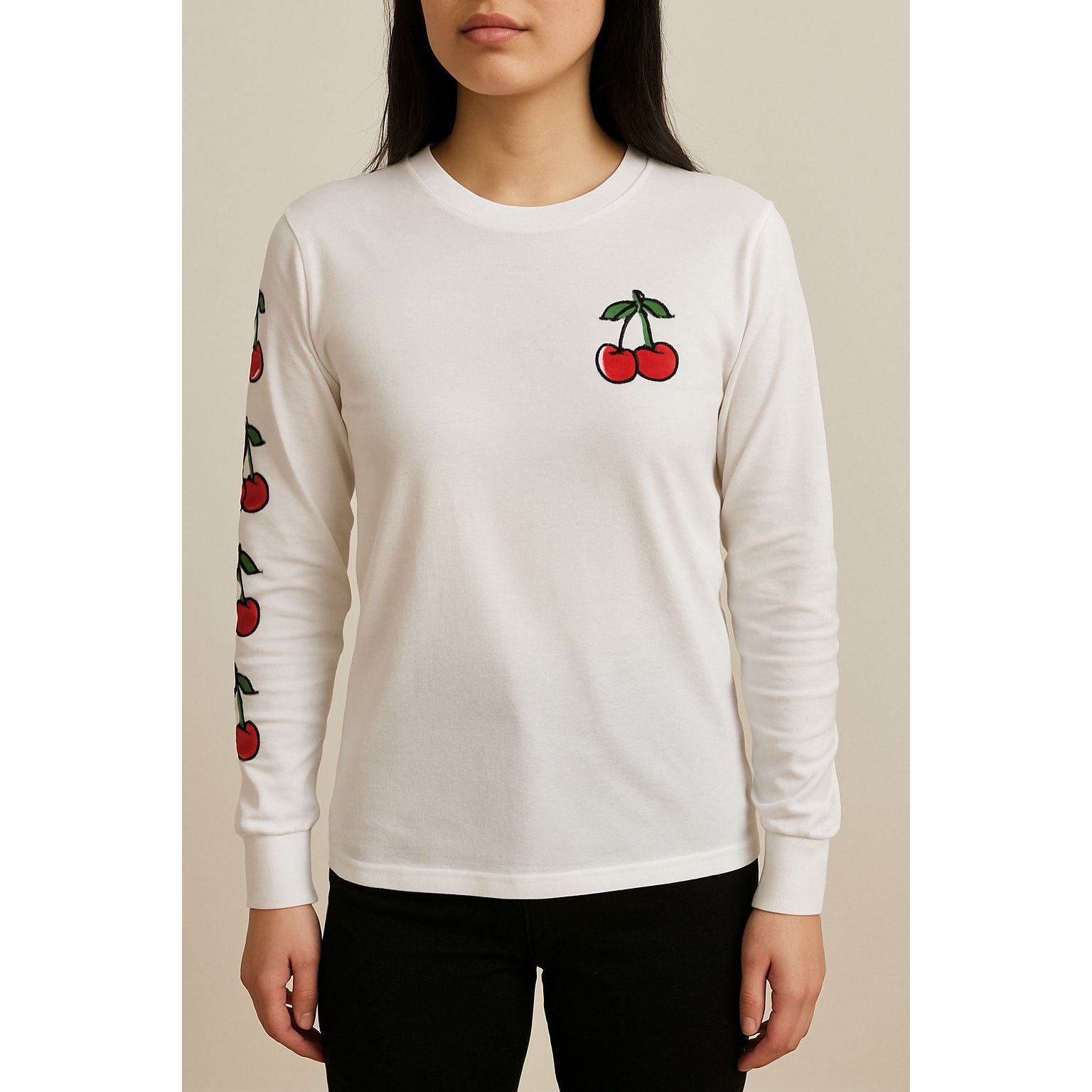 Vans Vans “Cherries” White Long-Sleeve Graphic Tee – Sz S Size S / US 4 / IT 40 - 1 Thumbnail