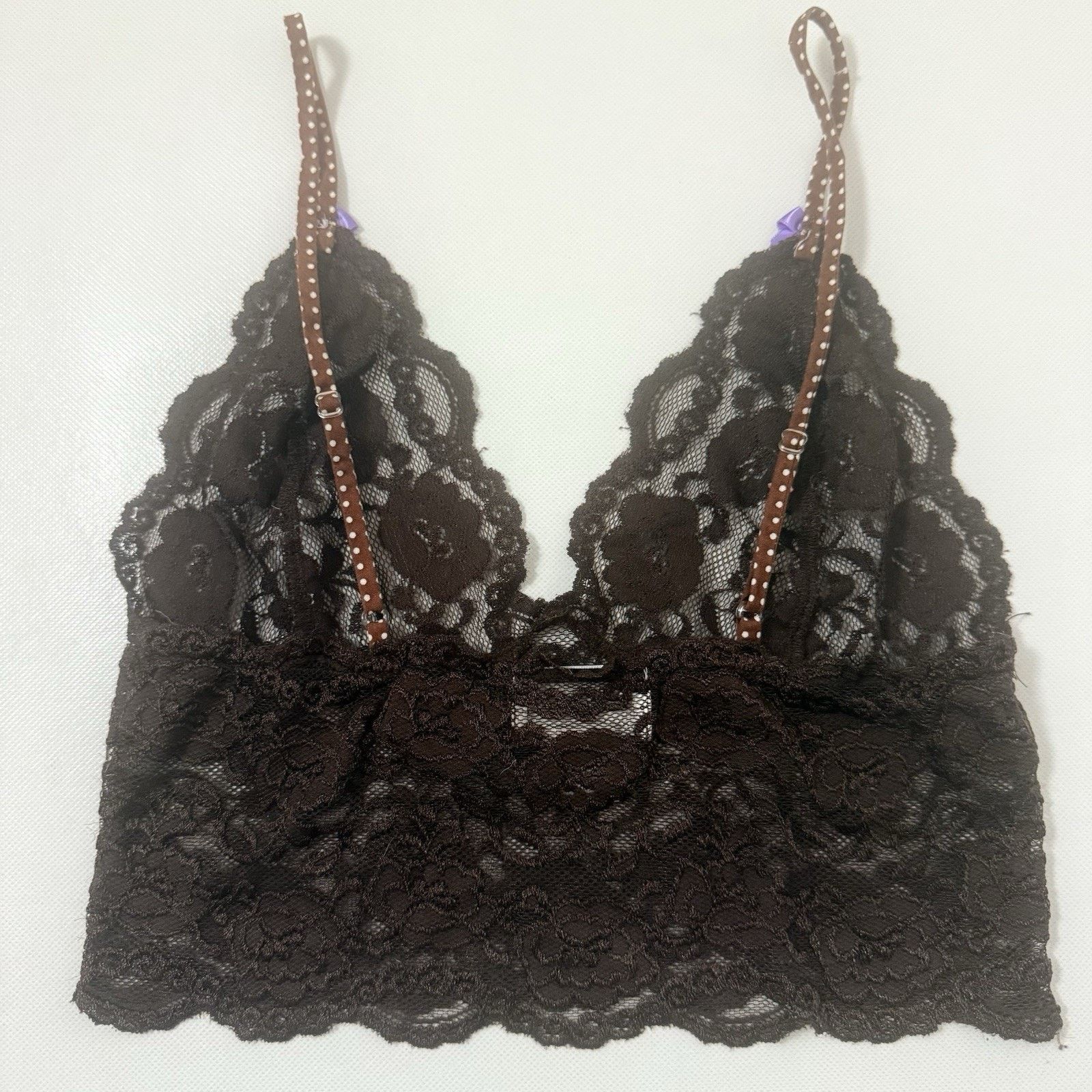 Other Foxers Cami Bralette Brown Floral embroidery Lace Camisole Size ONE SIZE - 2 Thumbnail