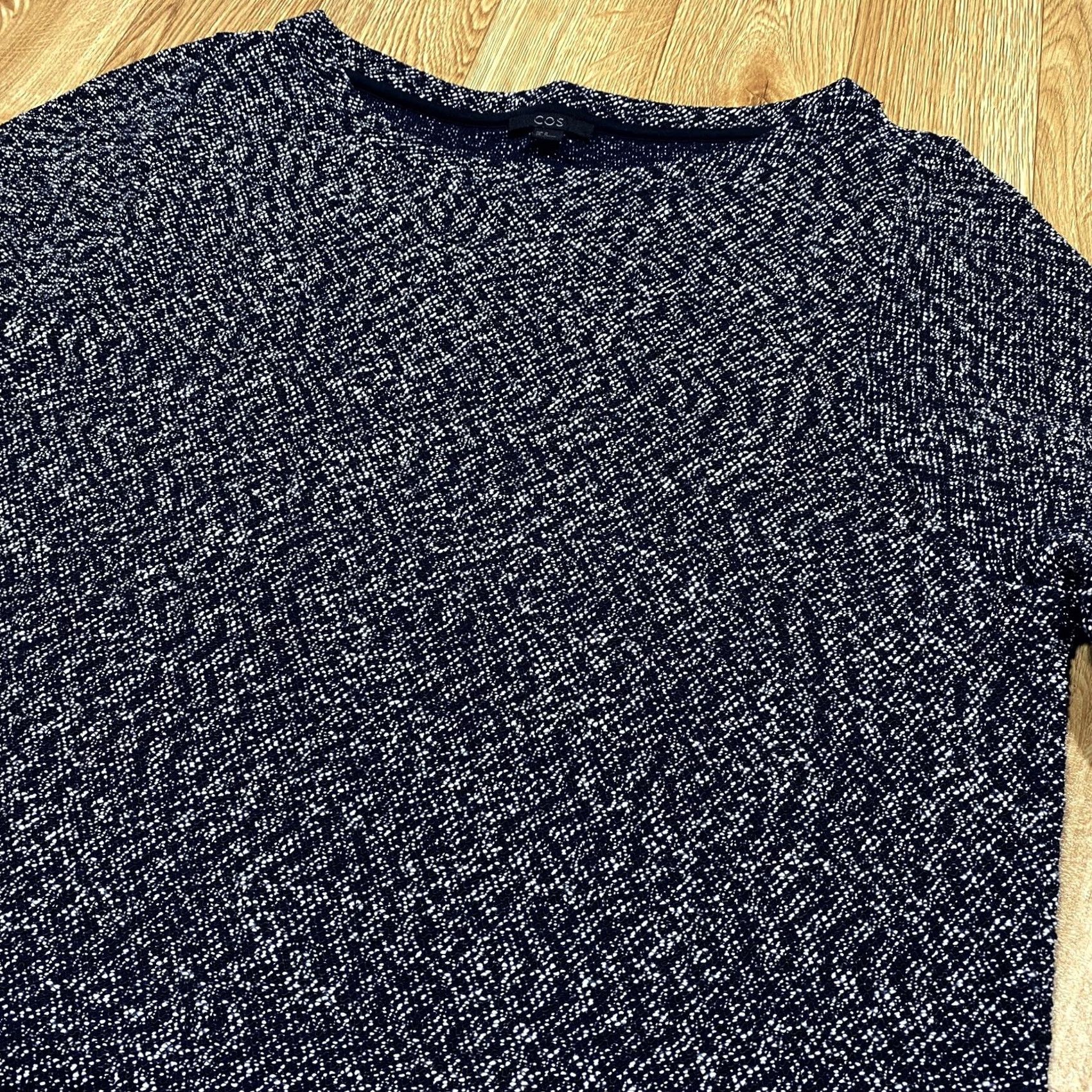 Cos COS Tunic Dress 3/4 Sleeve Pullover Dress Dark Navy & White Womens Medium Knee Length Casual Women's Clothing Size M / US 6-8 / IT 42-44 - 2 Thumbnail