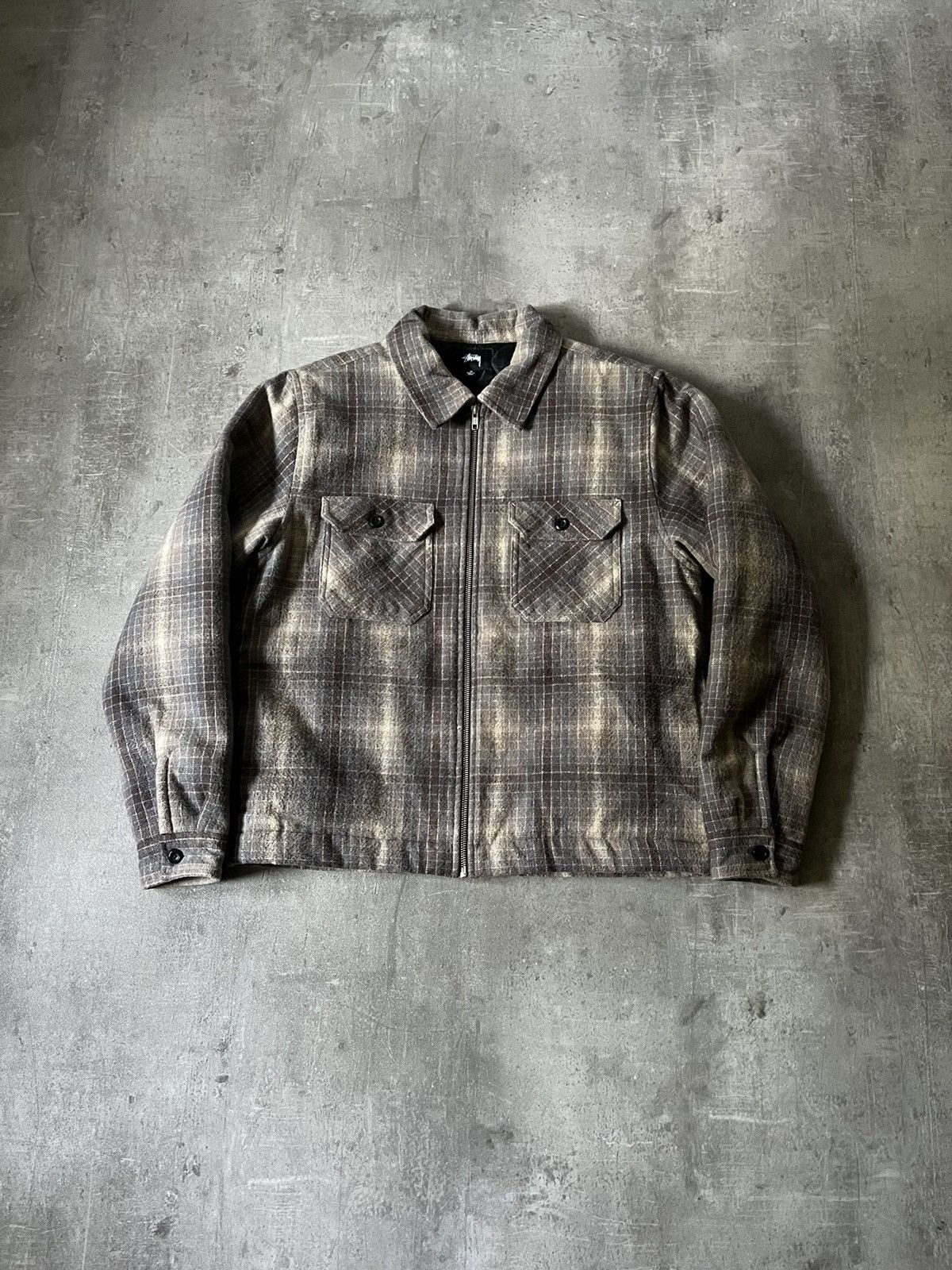 Stussy Stussy Heavy brush plaid zip up shirt jacket bomber | Grailed