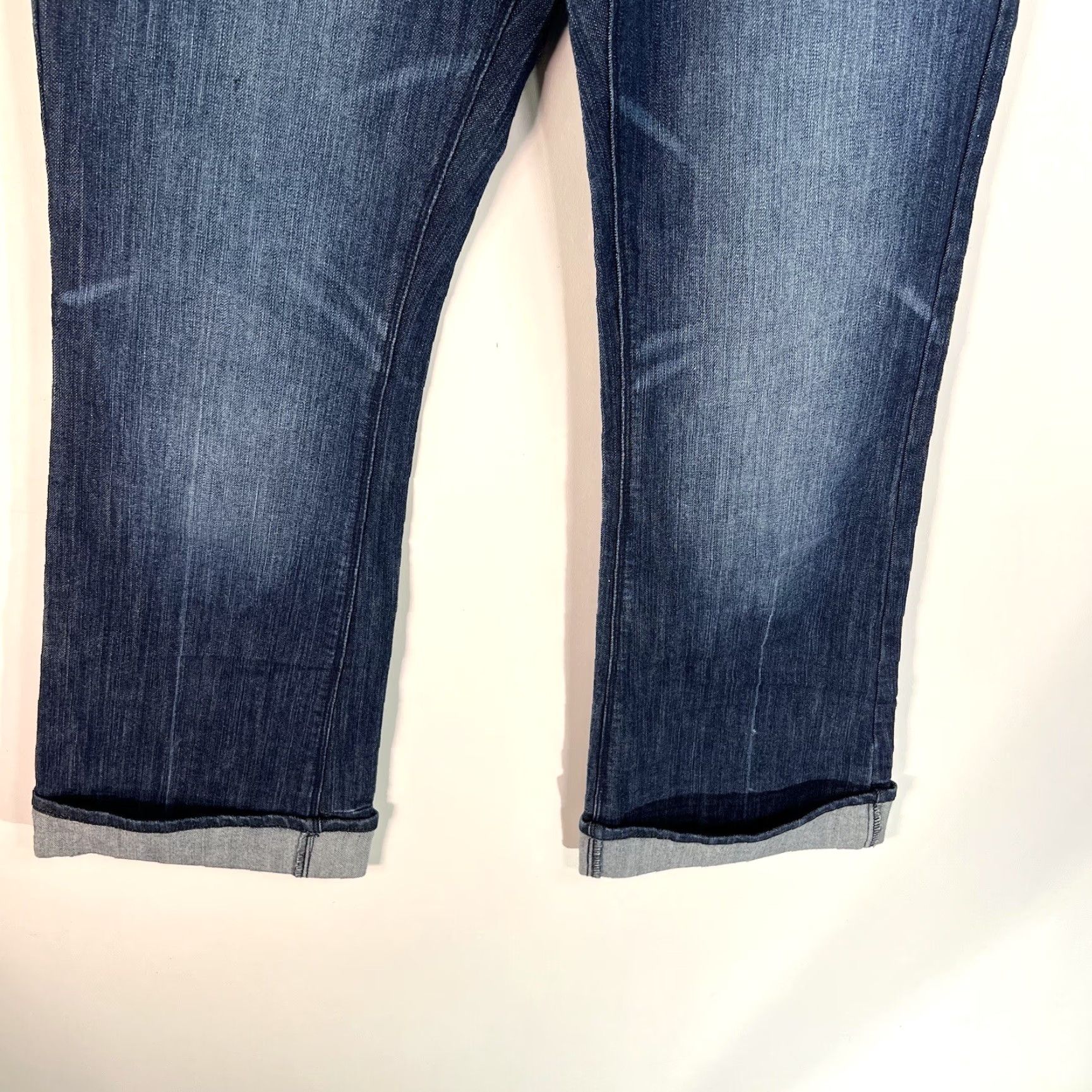 Vintage Apollo Jeans Straight Cuffed Embellished Women's Size 14 Dark Wash Denim Blue Jeans Size 36" / US 14 / IT 50 - 4 Thumbnail