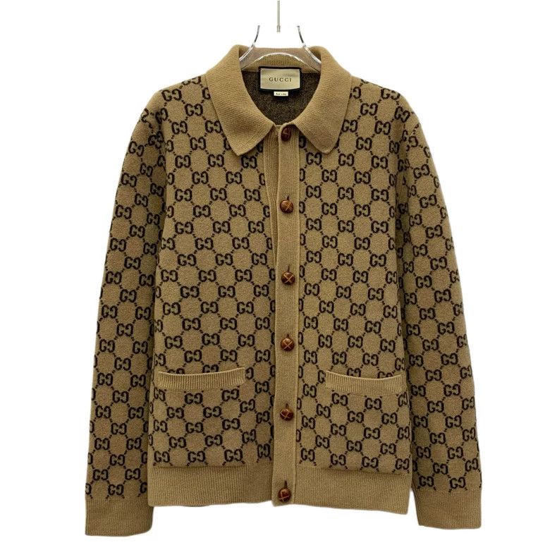 Gucci Gucci Brown logo jacquad full-print wool lapel single-brea Size S / US 4 / IT 40 - 1 Thumbnail