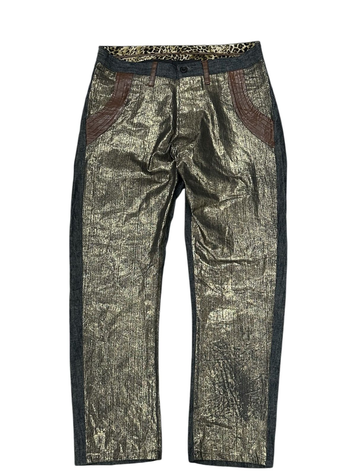Japanese Brand A.m.g.e Made in Japan Gold Platted Denim Pant Size US 31 - 1 Thumbnail