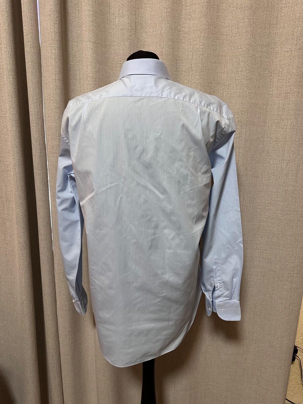 Brioni Brioni Men's Light Blue Herringbone Dress Shirt 16 41 Italy Size 42R - 6 Thumbnail
