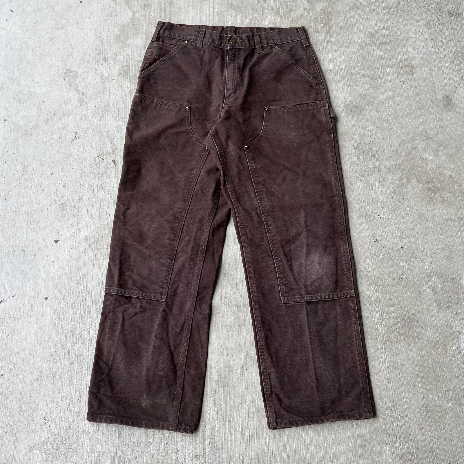 Carhartt × Vintage Carhartt brown double knee work wear carpenter pants Size US 31 - 1 Thumbnail