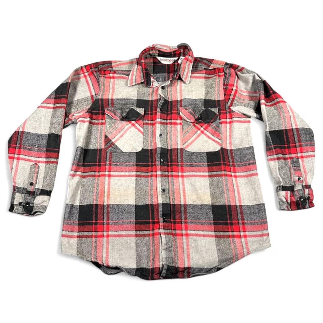 McGregor VINTAGE McGregor Shirt Adult LARGE TALL Gray Plaid Flannel Cotton Workwear 80s Size US L / EU 52-54 / 3 - 2 Thumbnail