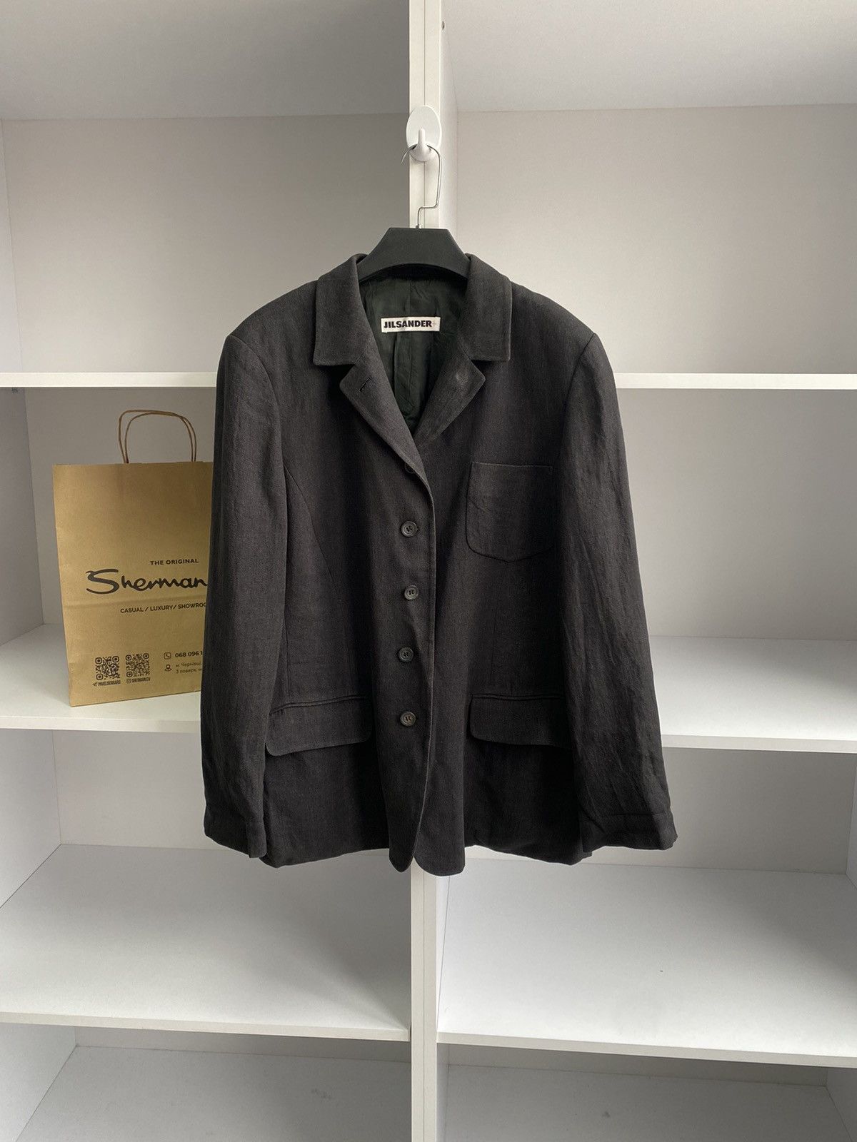 Designer × Jil Sander × Vintage Vintage Jil Sander Women’s Luxury Designer Grey Blazer Size L / US 10 / IT 46 - 1 Thumbnail
