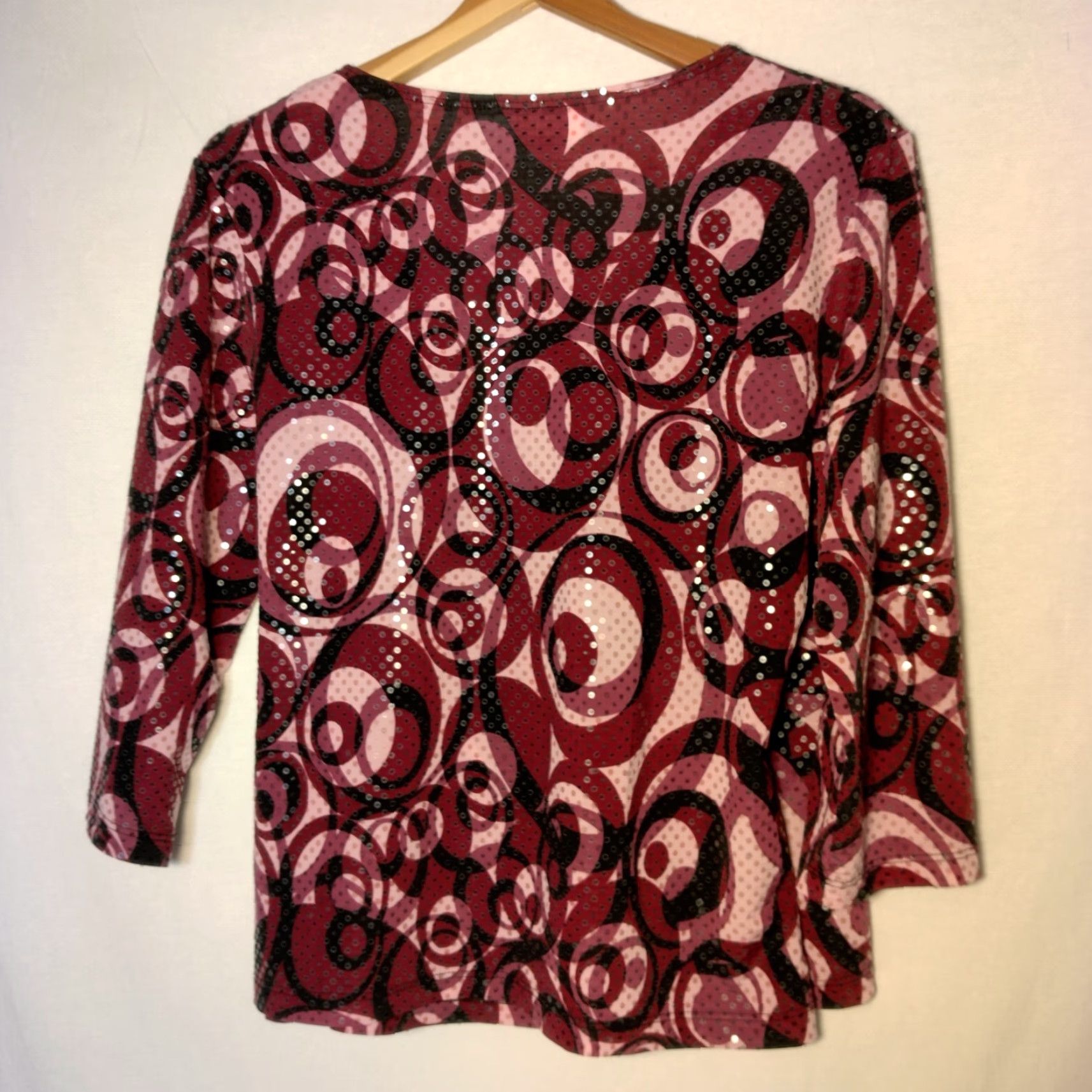 Vintage VINTAGE I.N. Studio Faux Wrap Shirt Womens XL Purple Sequin Swirl 3/4 Sleeve Y2K Vintage Theme Women Menoplace? Size XL / US 12-14 / IT 48-50 - 2 Thumbnail