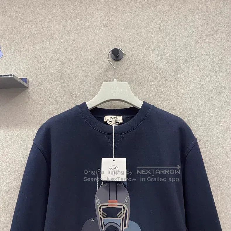 Hermes Hermes Warhorse Printed Navy Blue Sweatshirt Size US L / EU 52-54 / 3 - 4 Thumbnail