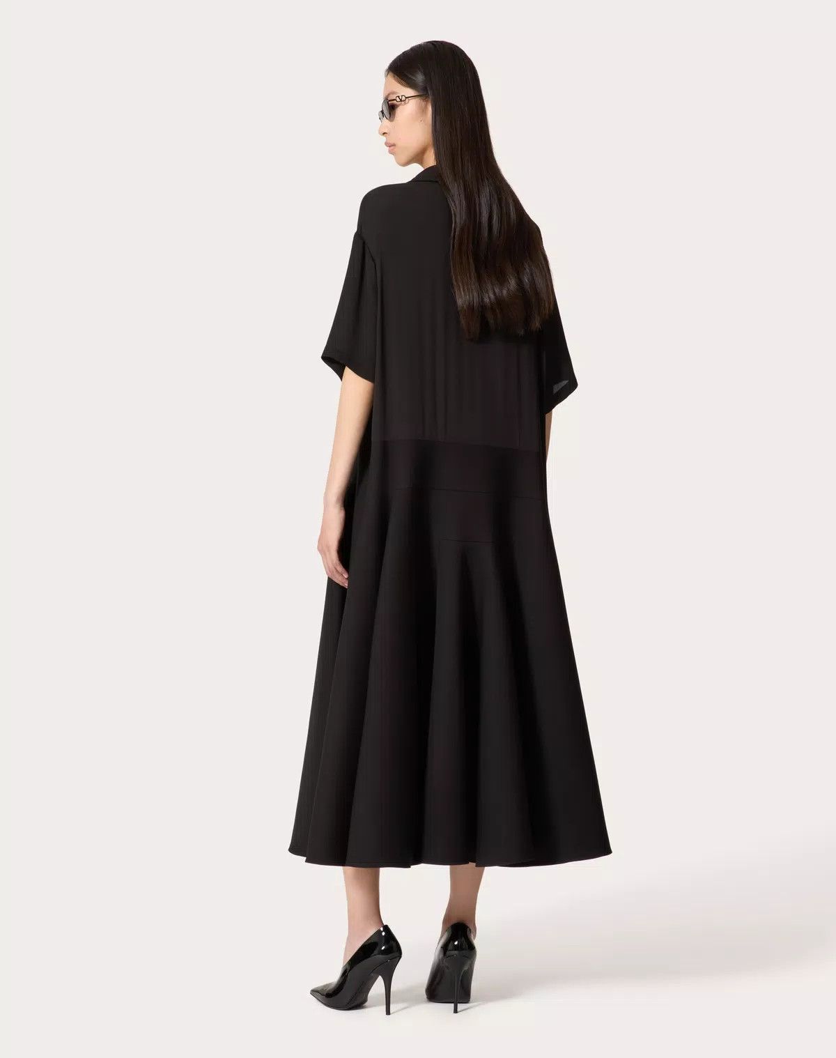 Valentino o1s1wg110426 Georgette Midi Dress in Black Size S / US 4 / IT 40 - 6 Thumbnail