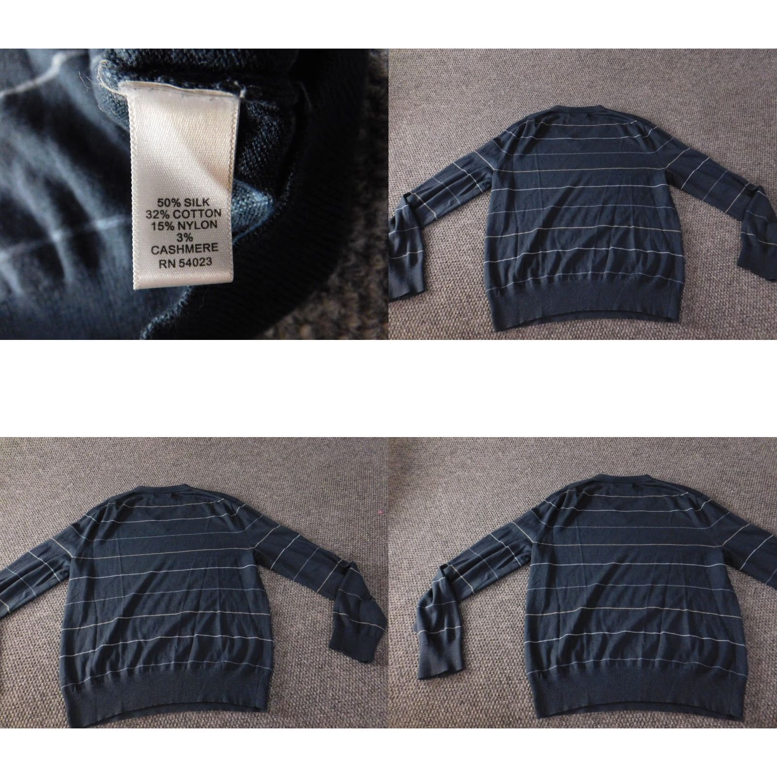 Banana Republic Banana Republic Mens Sweater Long Sleeve Crew Neck Pullover Striped Blue M Regular Knit Cotton Nylon Silk Size US M / EU 48-50 / 2 - 8 Thumbnail