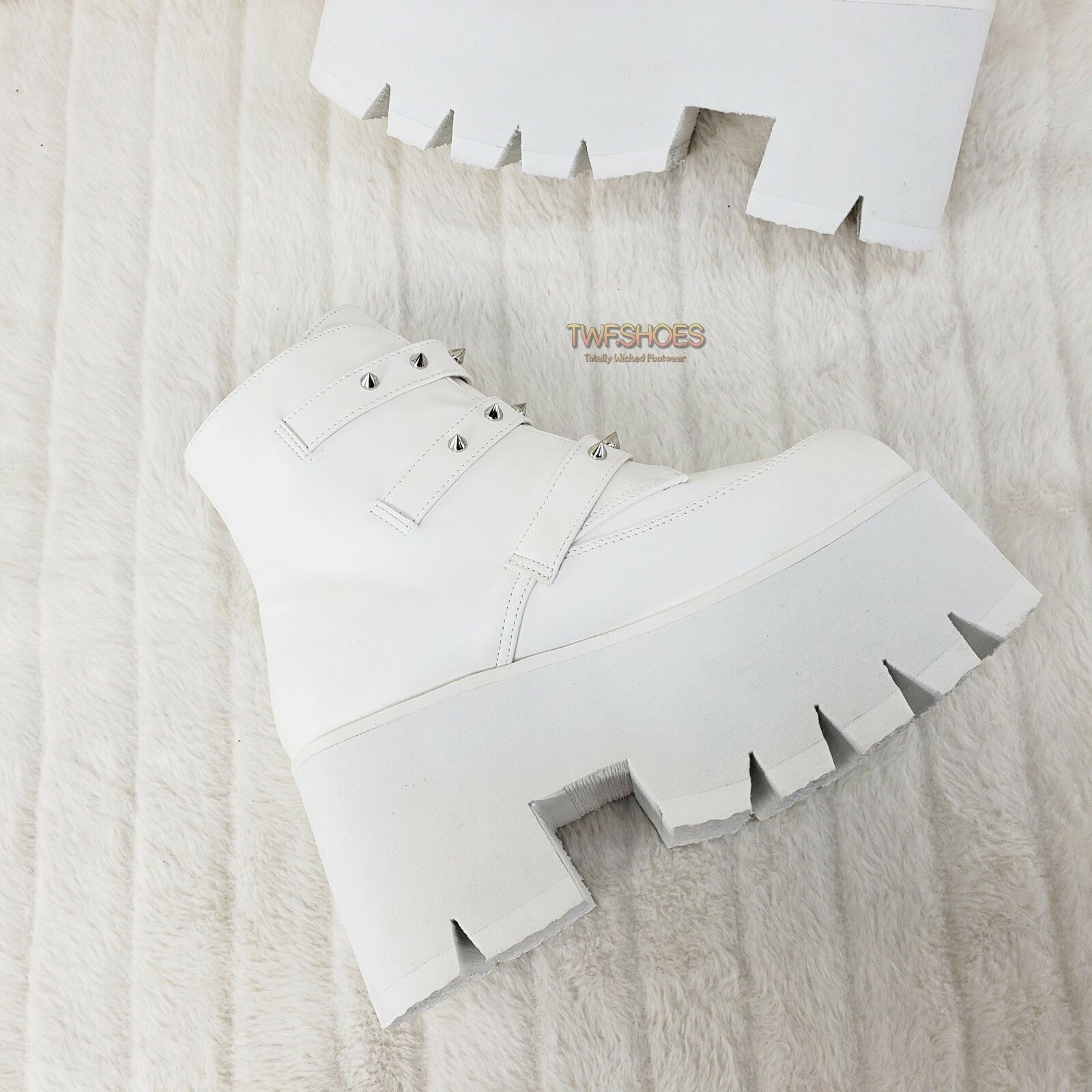 Demonia Cult DEMONIA Ashes 55 White Matte Bat 3.5" Platform Heel Combat G Size US 8 / IT 38 - 4 Thumbnail
