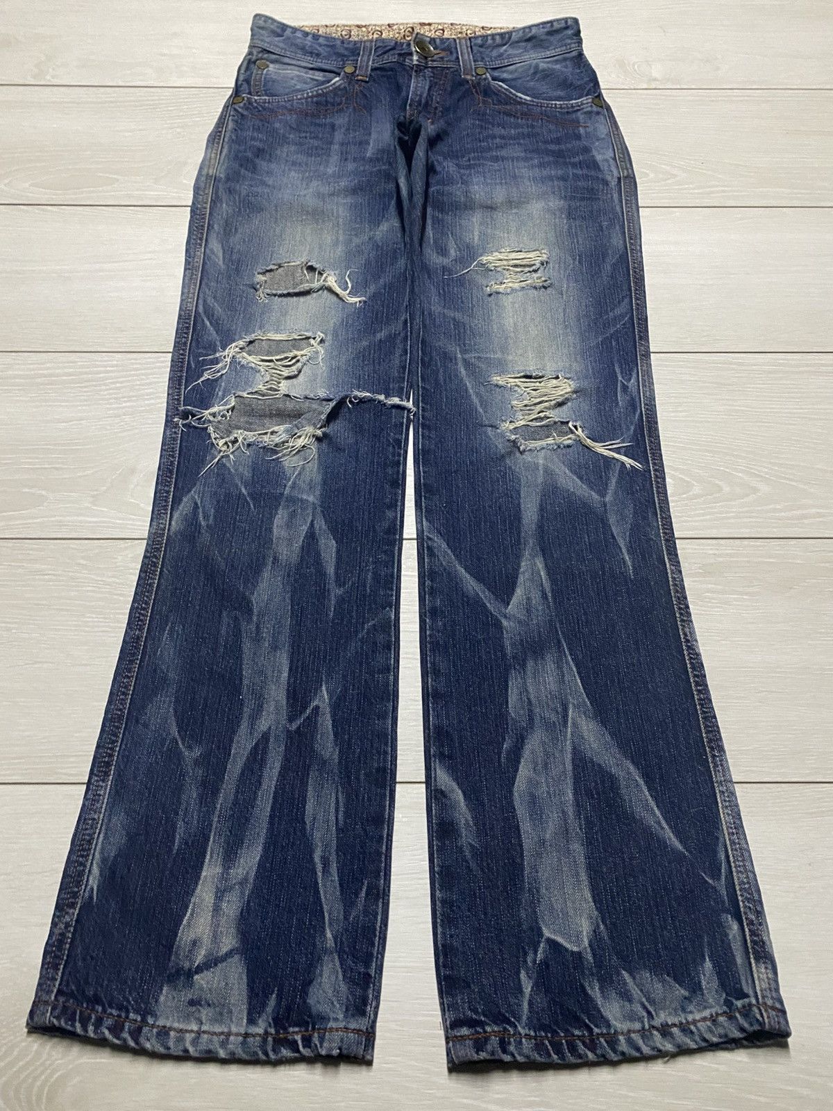 Junya Watanabe Edwin Blue Trip Thunder Faded Ripped Loose Jeans Size US 30 / EU 46 - 1 Thumbnail