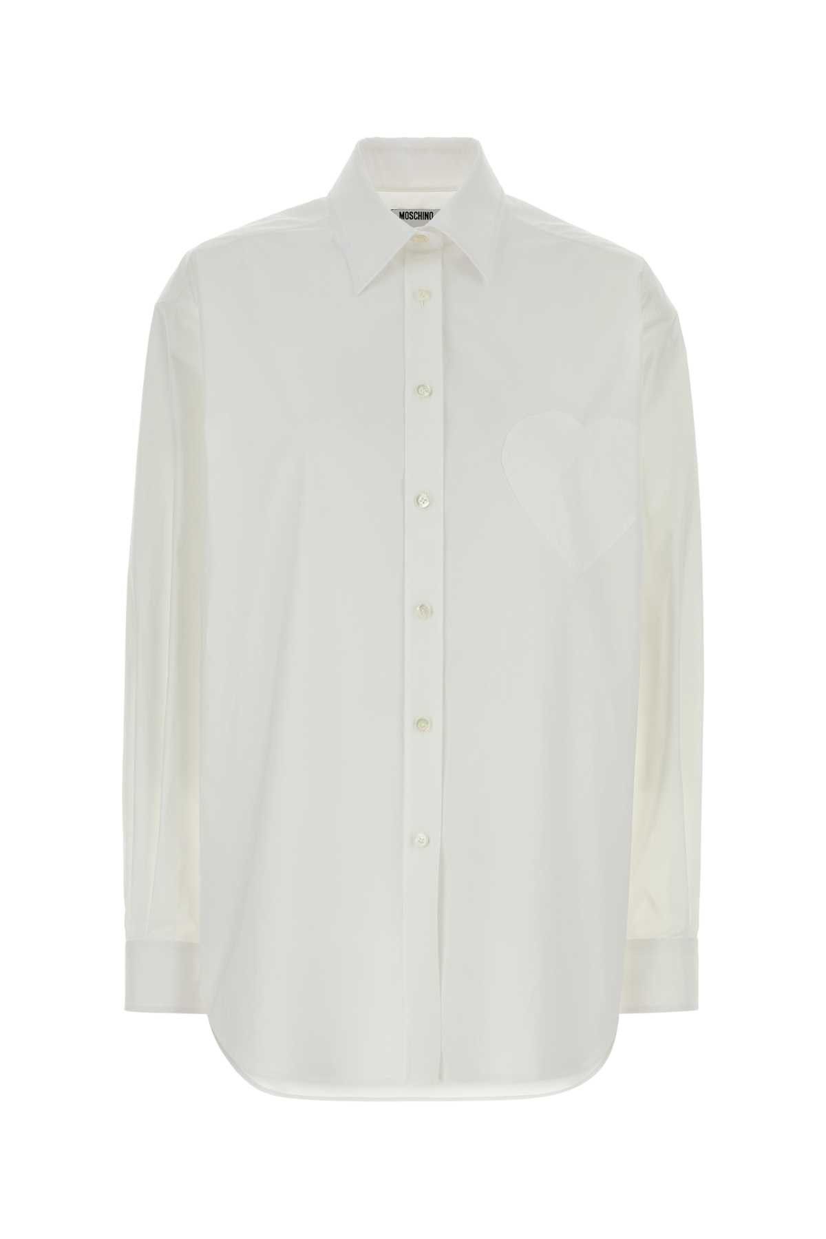 Moschino White Stretch Poplin Shirt Size S / US 4 / IT 40 - 1 Thumbnail
