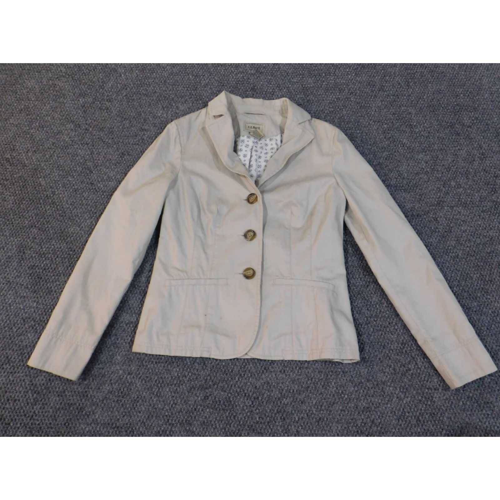 Vintage L.L. Bean Jacket Trench Coat Womens 0 Beige Lined Canvas Button Retro Classic Casual Fall Spring Womens Size XS / US 0-2 / IT 36-38 - 2 Thumbnail