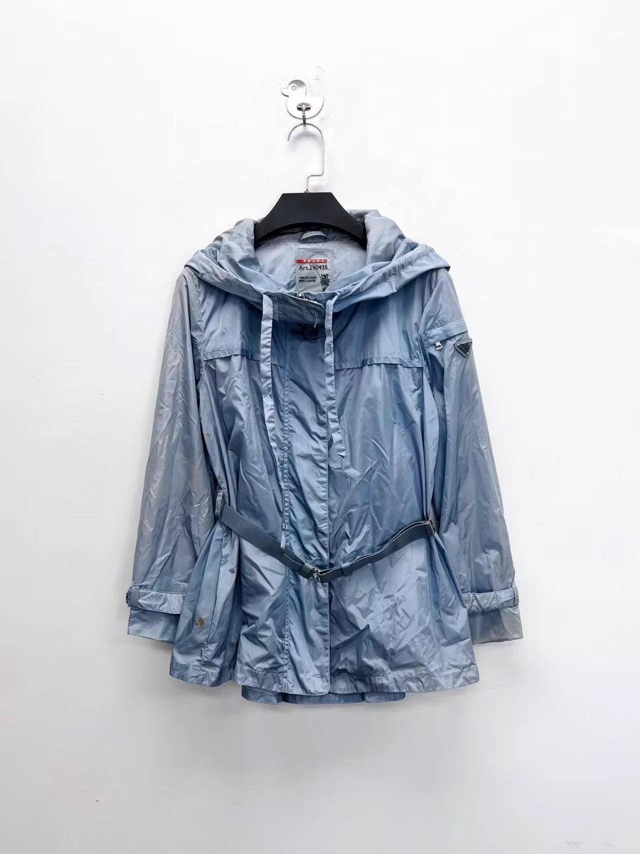 Prada Prada sky blue metal triangle zip hooded nylon jacket Size M / US 6-8 / IT 42-44 - 1 Thumbnail