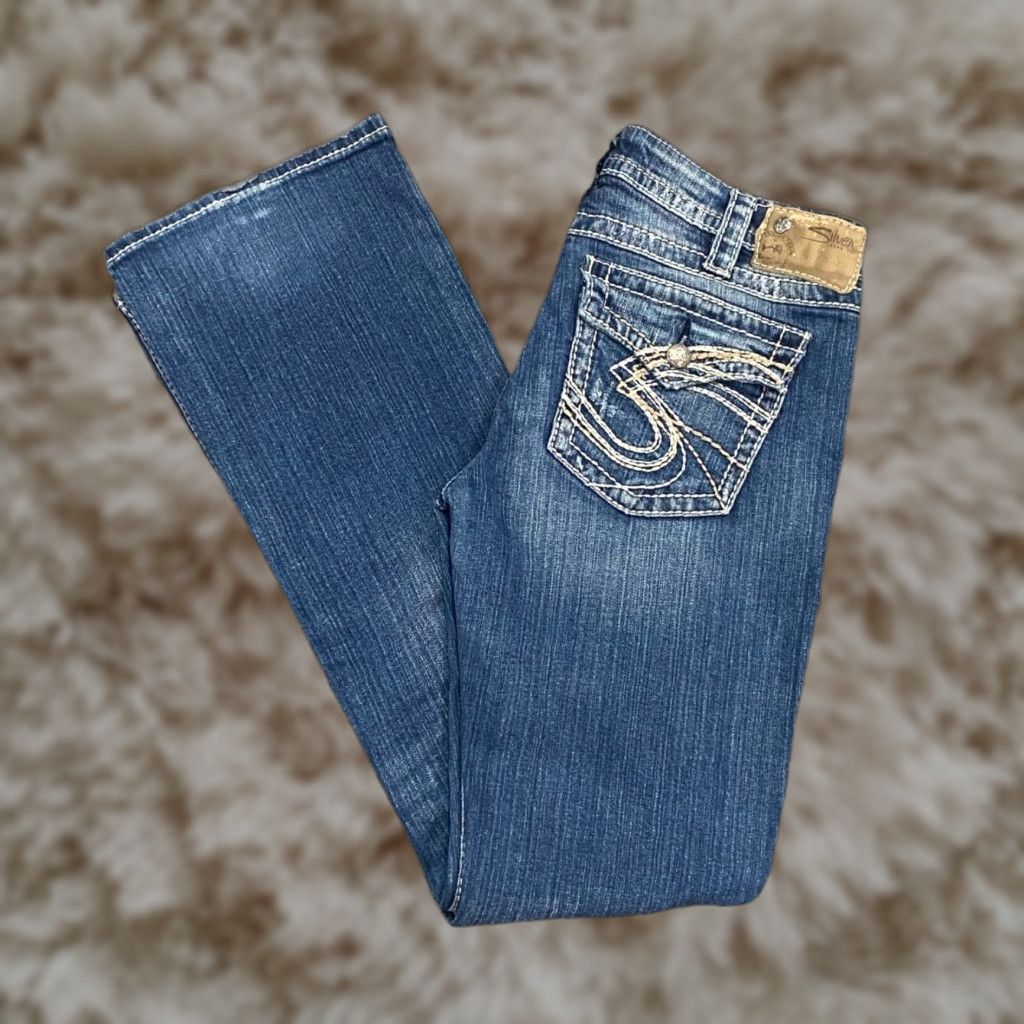 Silver Jeans Pioneer Bootcut Jeans Womens 30x33 Distressed Stretch Denim