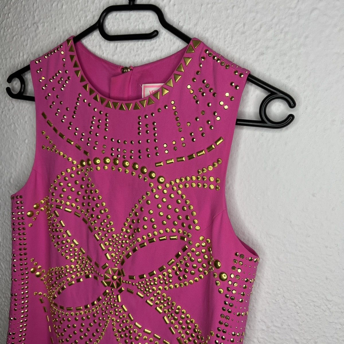 Versace Versace Pink Mini Dress Gold Beads Frontrow Floral Pattern Size S / US 4 / IT 40 - 4 Thumbnail