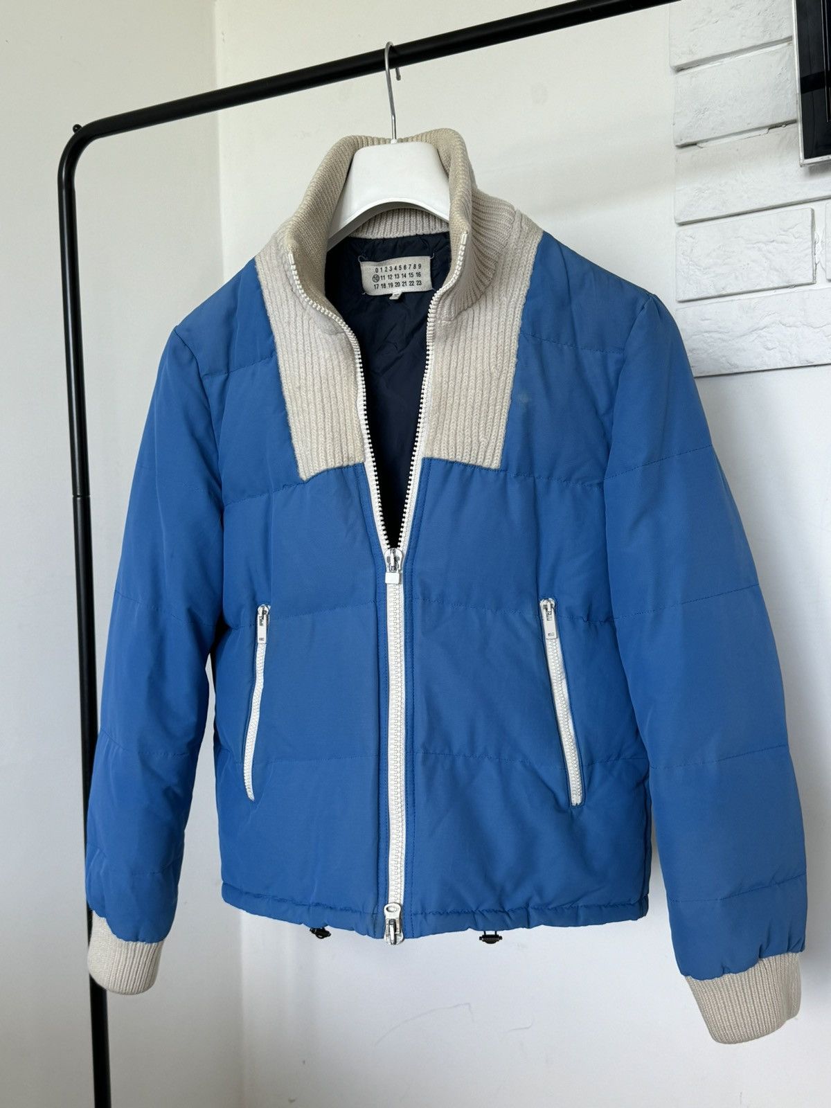 image of Maison Margiela Maison Martin Margiela Down Jacket Knit Switching Blue 15Aw, Men's (Size Medium)