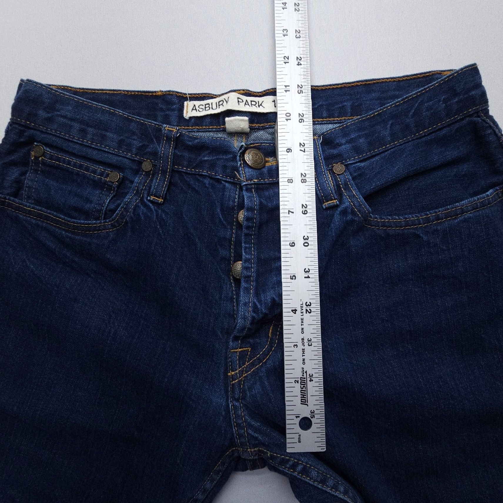 Vintage Asbury Park Jeans Mens 32 x 32 Button Fly Dark Blue 5-Pocket Denim Regular Straight USA 1874 Monte Carlo Selvedge Size US 32 / EU 48 - 7 Thumbnail