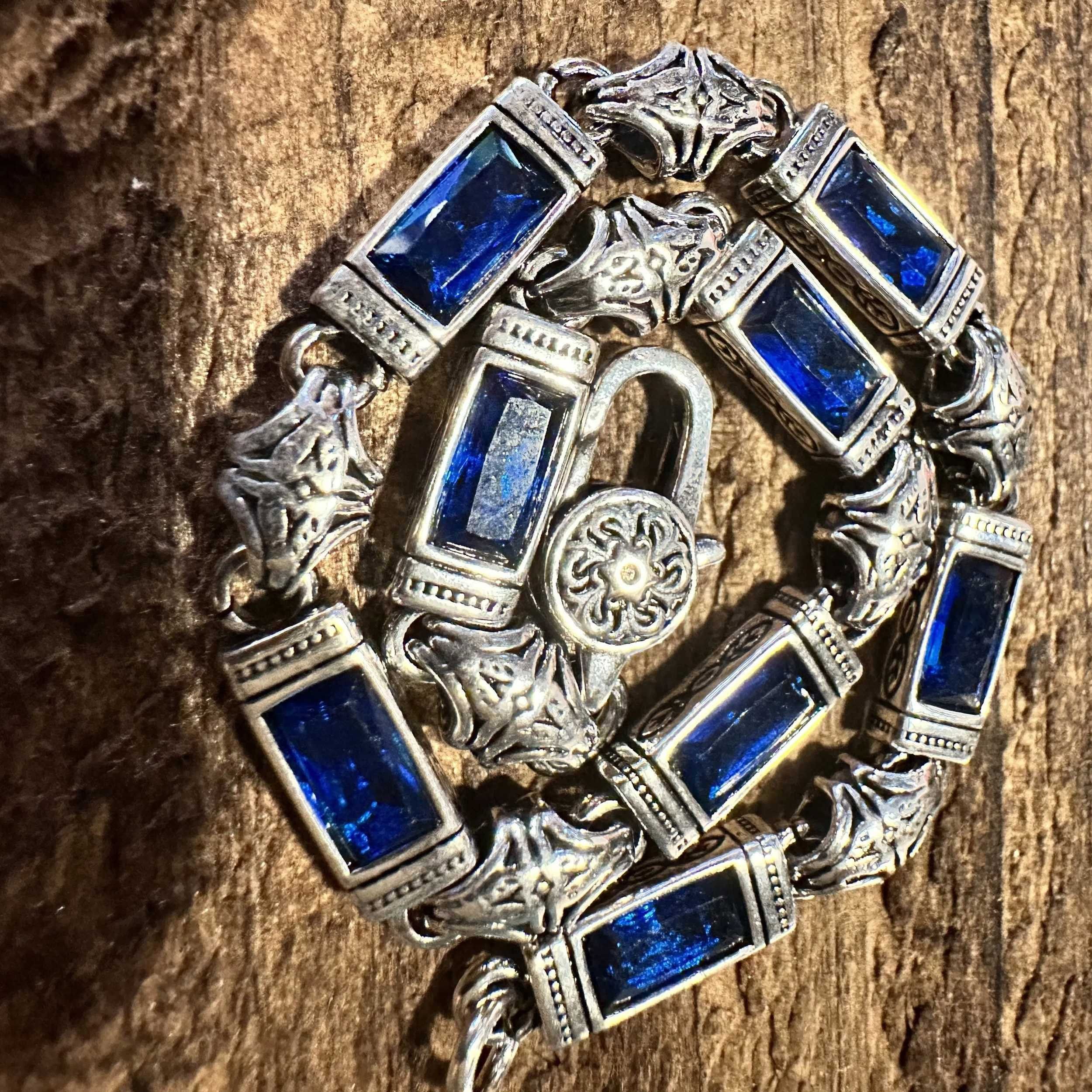 Other Boho Chic Woven Link Blue Crystal CZ Silver Bracelet, Lobste Size ONE SIZE - 5 Thumbnail