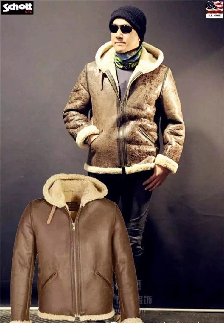 Schott Schott B-6 Sheepskin and Wool Integrated Flight Jacket Size US M / EU 48-50 / 2 - 1 Thumbnail