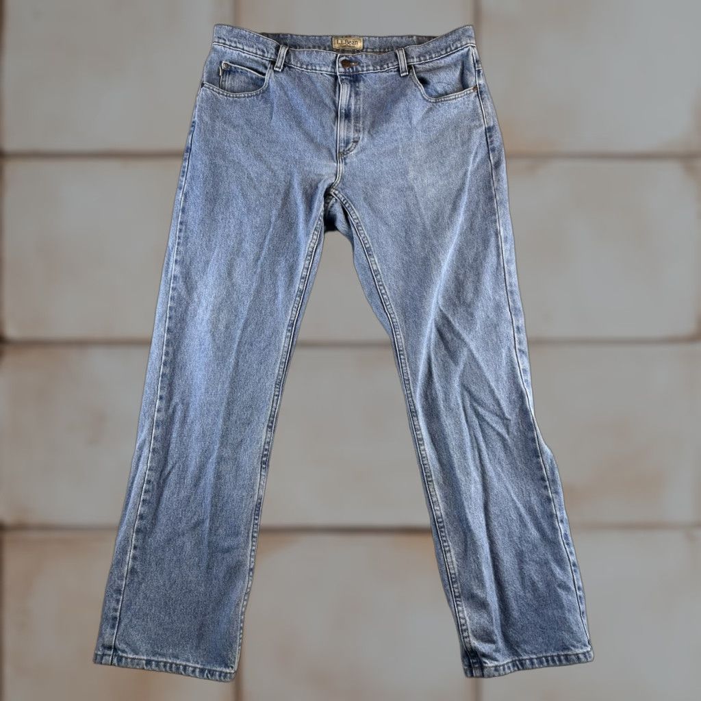 Vintage LL Bean Jeans Mens 38x32 Blue Stretch Denim Regular Fit 5-Pocket USA 90s Style MENS Size US 38 / EU 54 - 1 Thumbnail