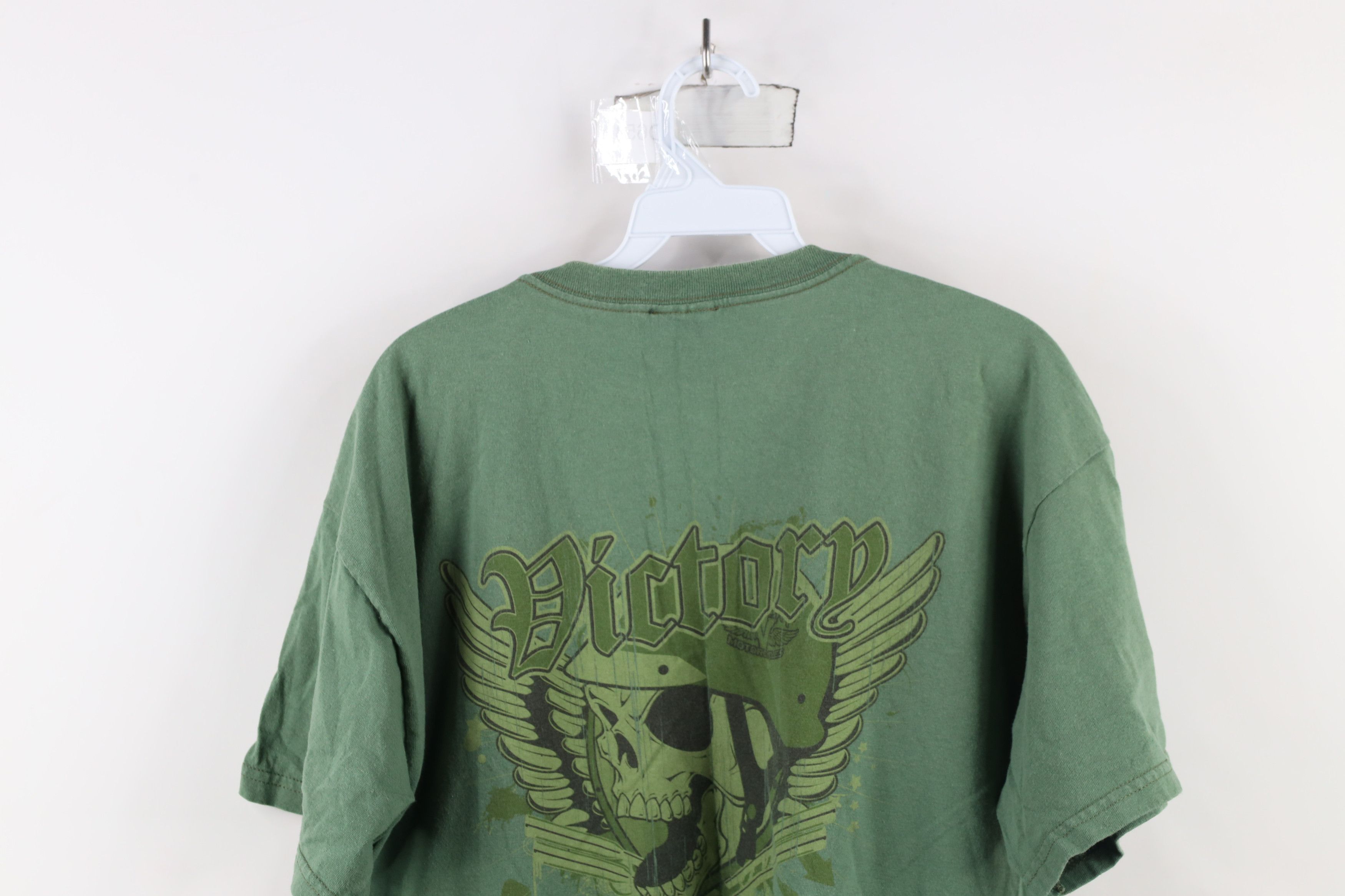 Vintage Vintage Spell Out Victory Motorcycles Skull Skeleton T-Shirt Size US L / EU 52-54 / 3 - 9 Thumbnail