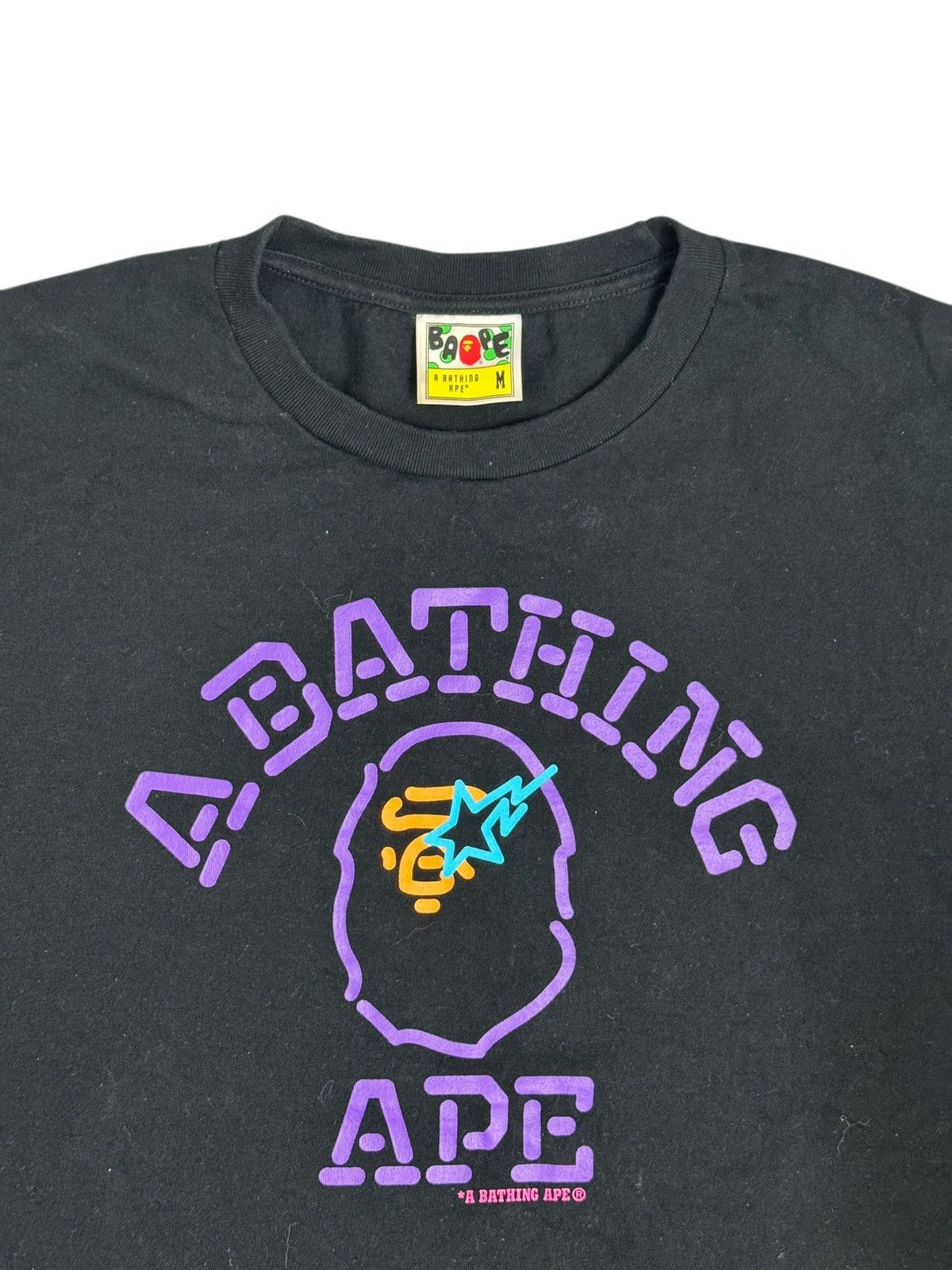 Bape Bape A Bathing Ape Neon Camo College Tee Black Medium Size US M / EU 48-50 / 2 - 3 Thumbnail