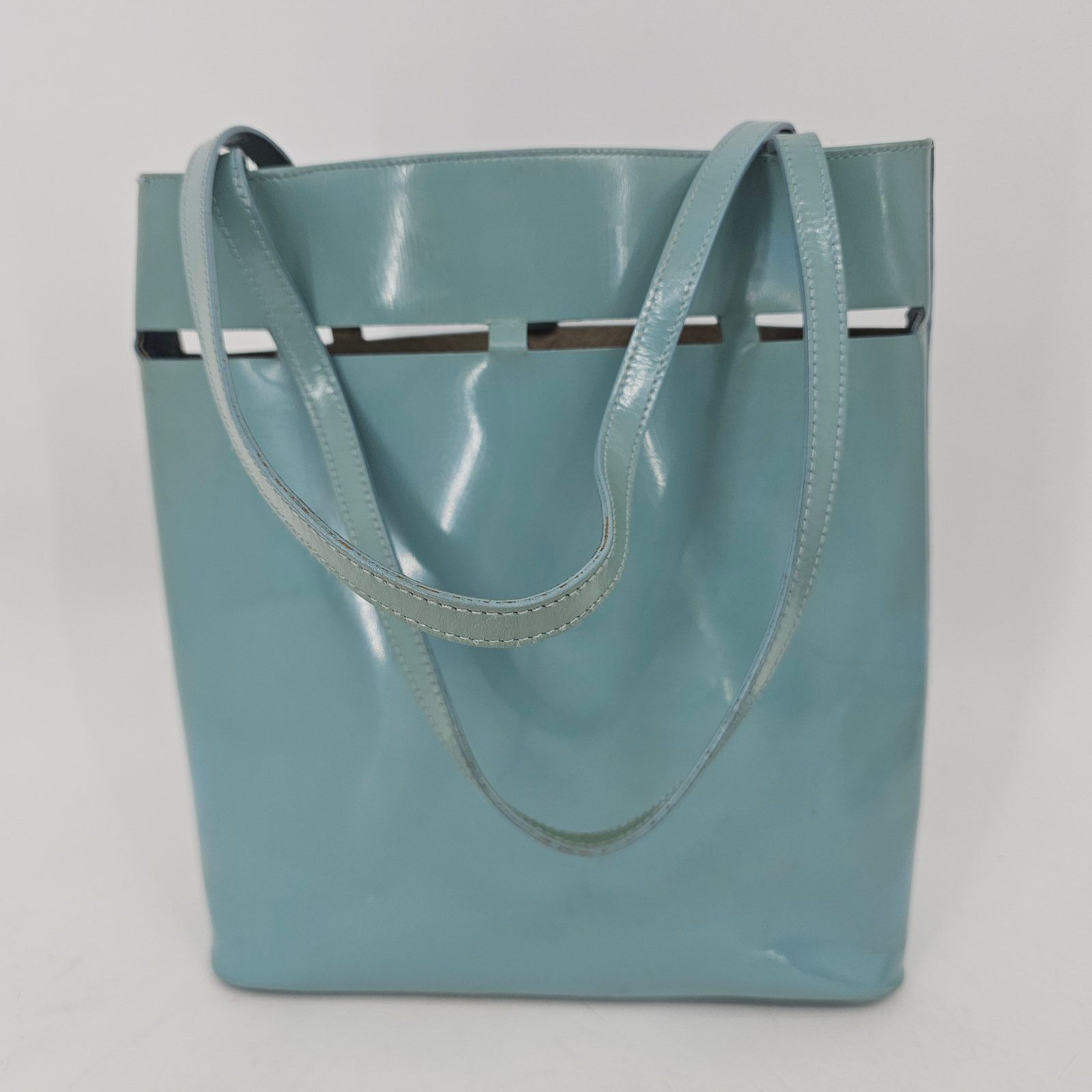 Kate Spade Vtg Kate Spade Robinegg Blue Patent Leather Bucket Tote Bag Size ONE SIZE - 3 Thumbnail