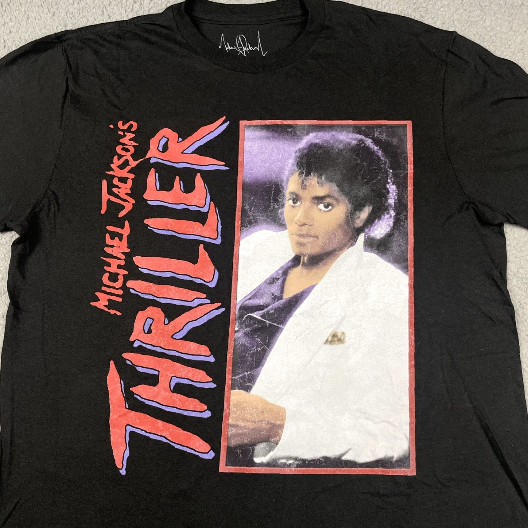 Vintage Michael Jackson Shirt Mens Medium Black Short Sleeve Thriller Graphic Logo Fade Shirt Size US M / EU 48-50 / 2 - 2 Thumbnail