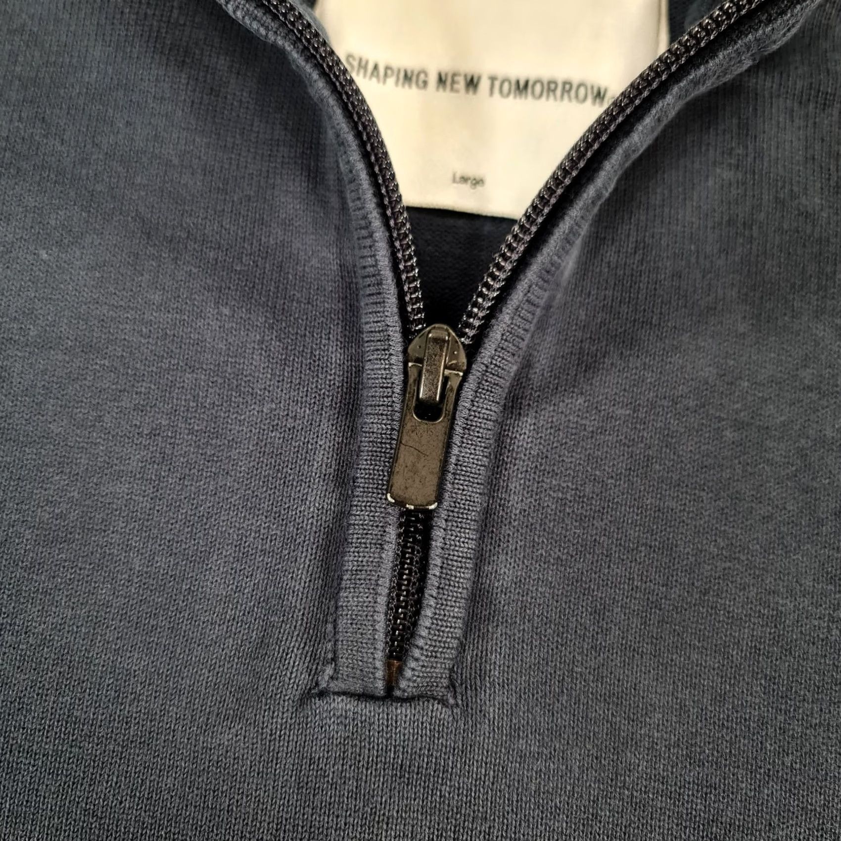 Vintage Shaping New Tomorrow Mens Jumper Blue Large Half Zip Cotton Pullover Size US L / EU 52-54 / 3 - 3 Thumbnail
