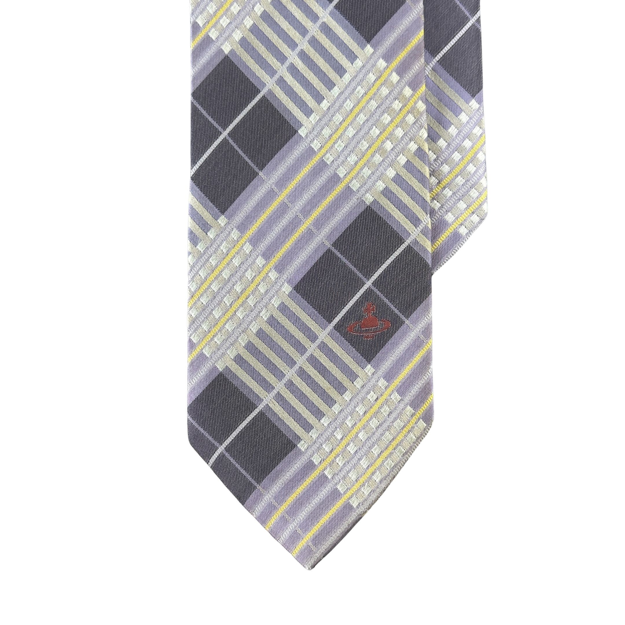 Vivienne Westwood Silk Tie Light Purple and Gray Plaid Size ONE SIZE - 1 Thumbnail
