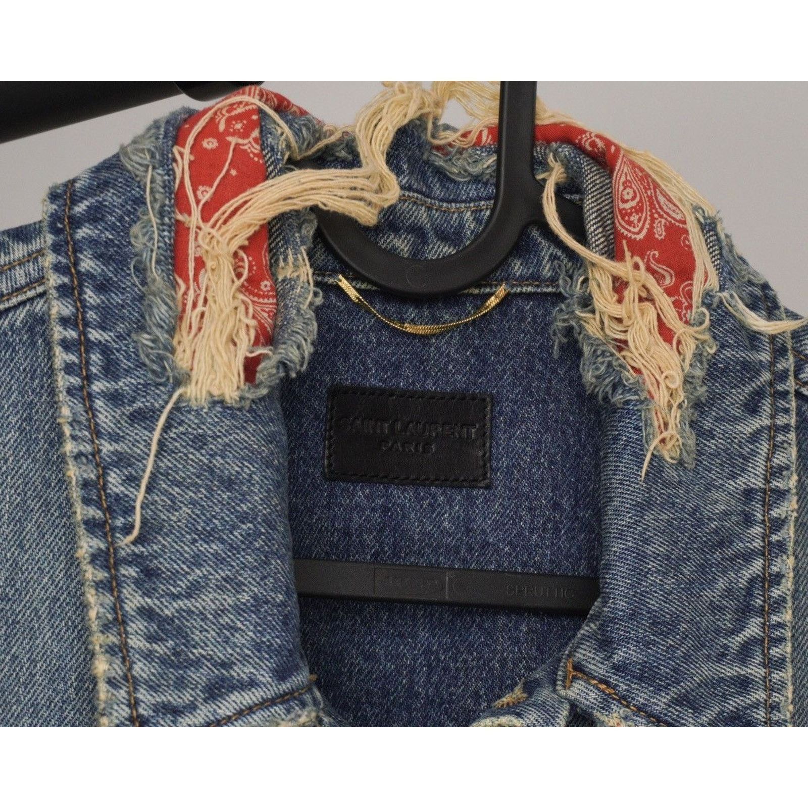 Saint Laurent Paris Saint laurent bandana distressed denim jacket Size US S / EU 44-46 / 1 - 6 Thumbnail