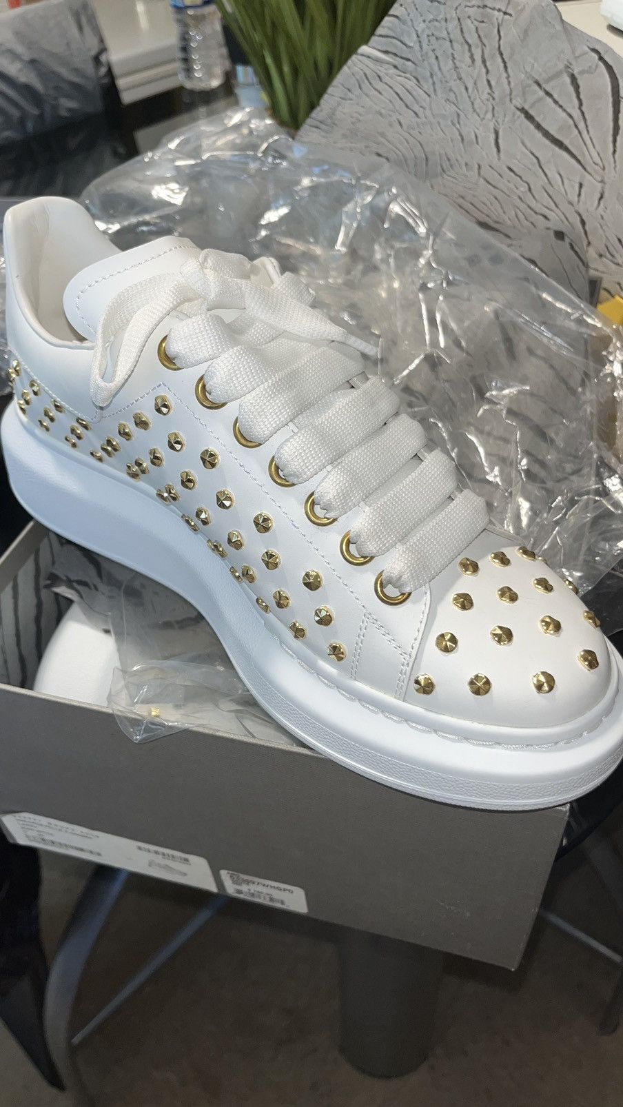 Alexander McQueen Alexander McQueen Spike-studded Leather Platform Sneakers Size US 10 / IT 40 - 1 Thumbnail
