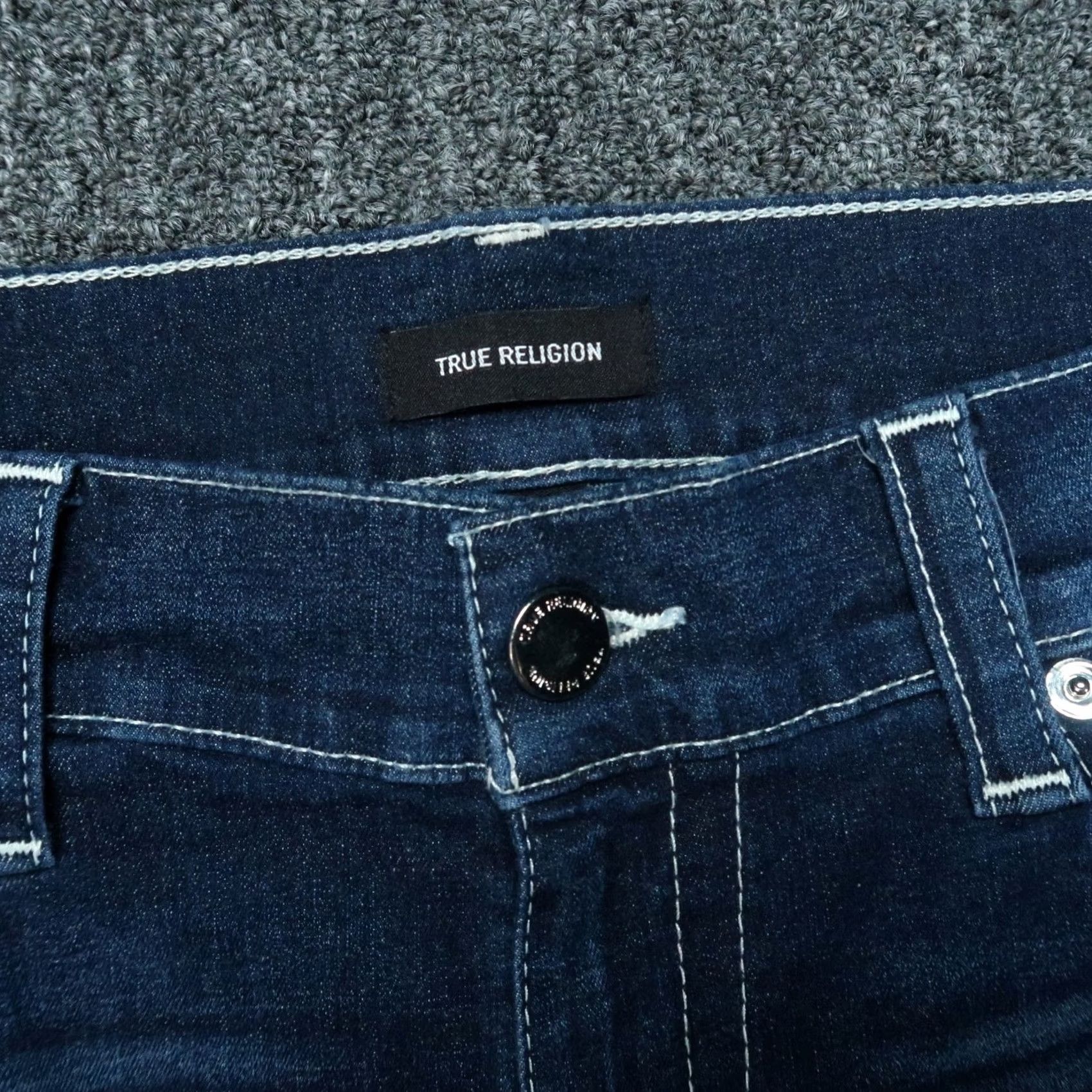 True Religion VINTAGE True Religion Shorts Mens 40 Blue Ricky Straight Flaps Cut Off Denim Jorts Size US 40 / EU 56 - 3 Thumbnail