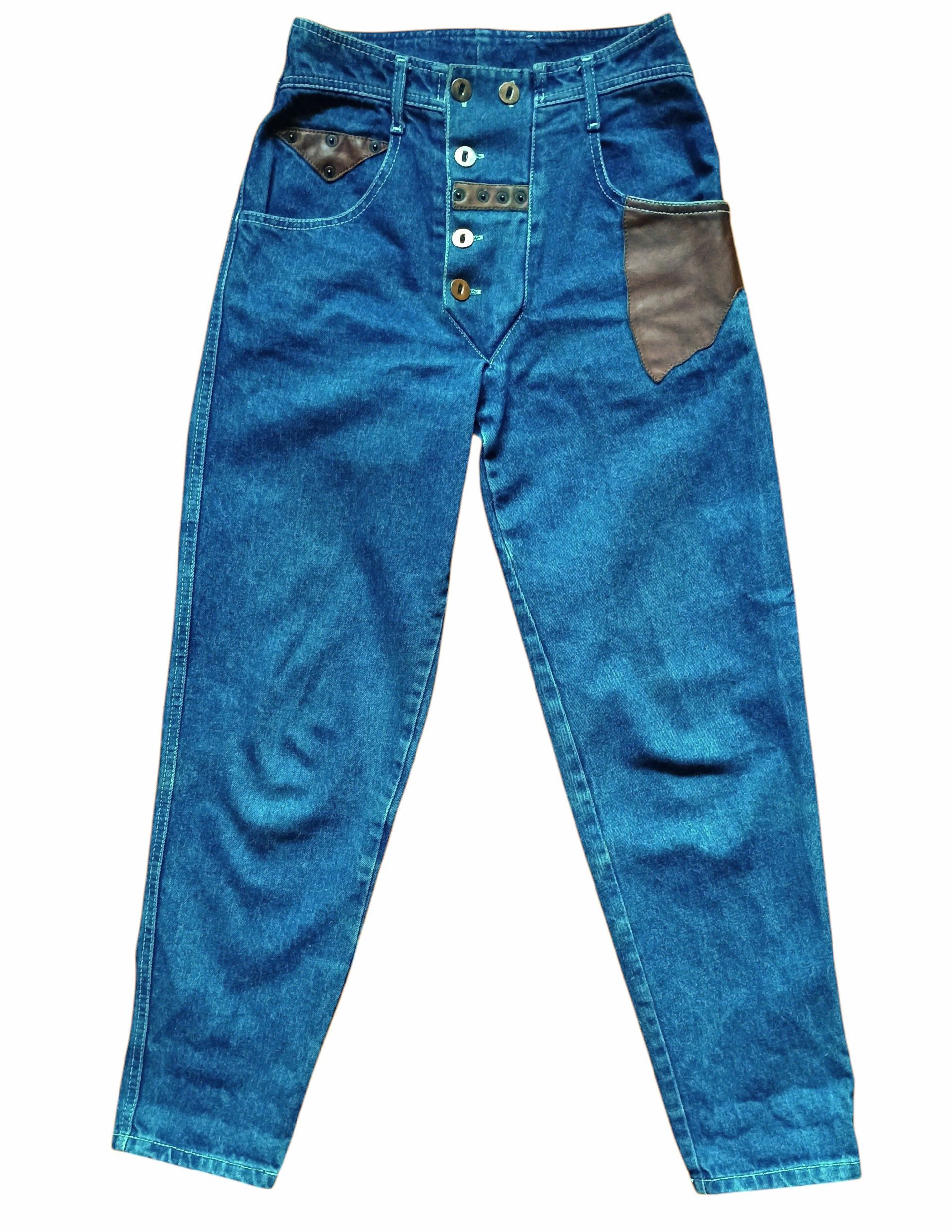 Vintage Woman's high waisted jeans leather patches vintage country Size 27" / US 4 / IT 40 - 1 Thumbnail