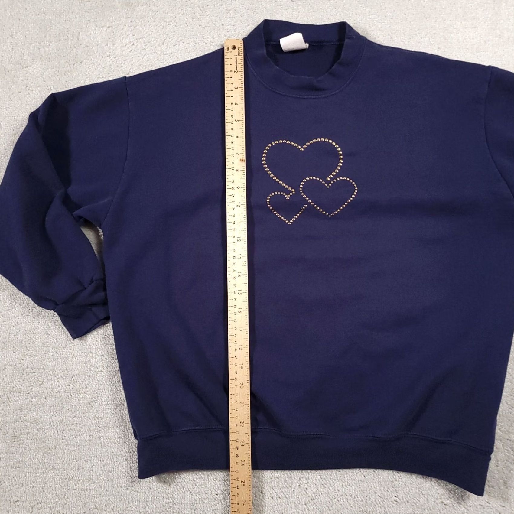 Vintage Vtg Ginnis Girls Sweatshirt Women's M Blue Hearts Studded Grandma USA Made Hoodie? Size M / US 6-8 / IT 42-44 - 7 Thumbnail