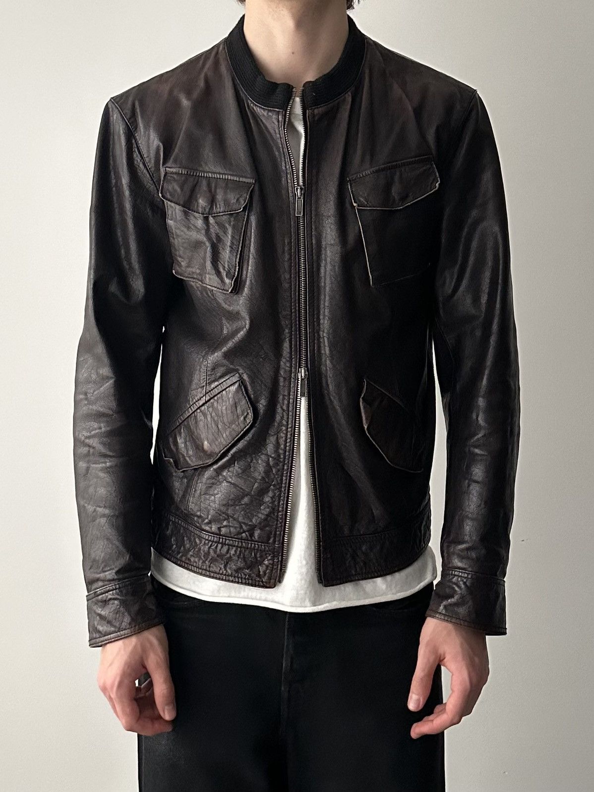 Emporio Armani Emporio Armani 2000’s Aged Leather Jacket Size US M / EU 48-50 / 2 - 4 Thumbnail