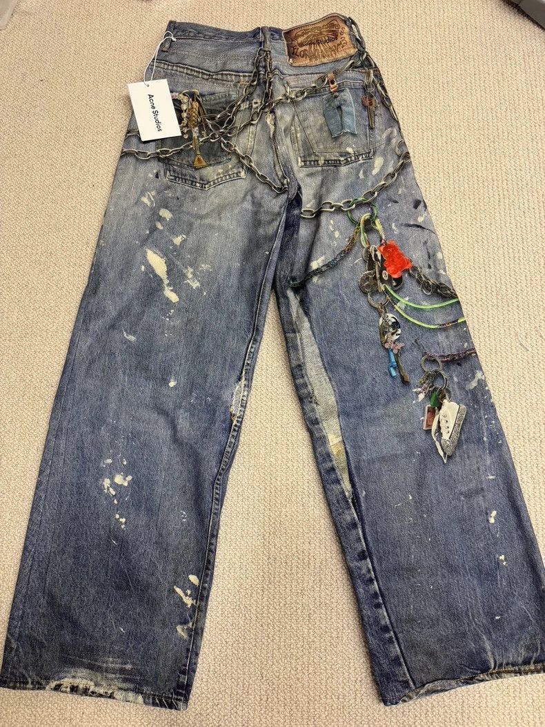 Acne Studios Acne Studios 3D trouser chain printing blue jeans Size 32" / US 10 / IT 46 - 2 Thumbnail