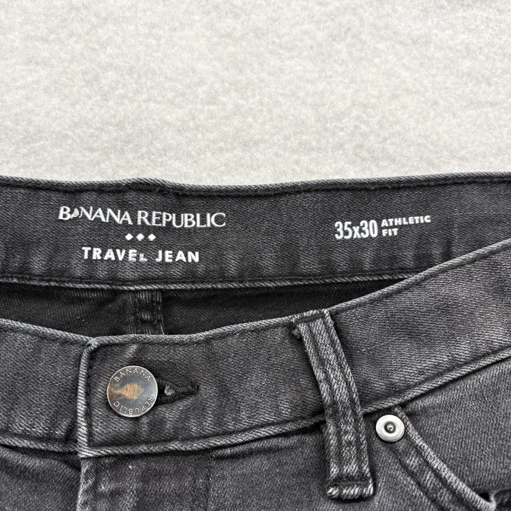 Banana Republic Banana Republic Travel Jeans Mens 35x28 Gray Athletic Fit Stretch Denim Casual Shirt? Size US 35 - 4 Thumbnail