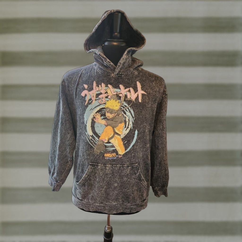 Vintage Naruto Shippuden Black Sweatshirt Hoodie Mens Medium Graphic Print Logo Pullover Cotton Fleece Unisex Adults Size US M / EU 48-50 / 2 - 1 Thumbnail