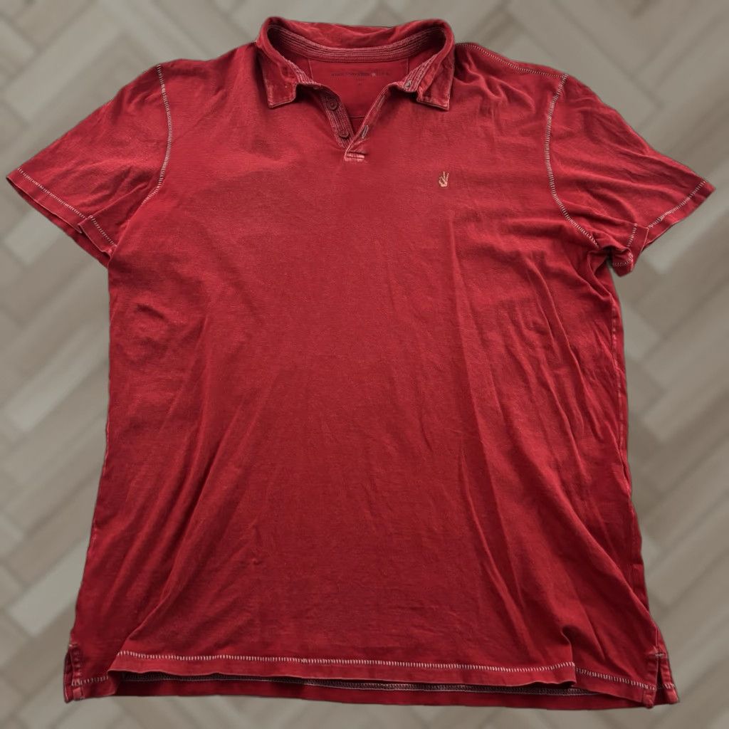 John Varvatos John Varvatos Short Sleeve Button Front Polo Shirt Men's XL Red Size US XL / EU 56 / 4 - 1 Thumbnail