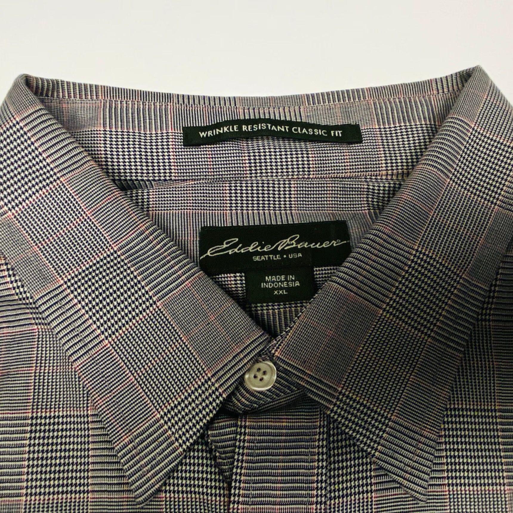 Eddie Bauer VINTAGE: No Eddie Bauer Dress Shirt Mens 2XL Check Long Sleeve Button Up Wrinkle Resistant Size 48R - 6 Thumbnail