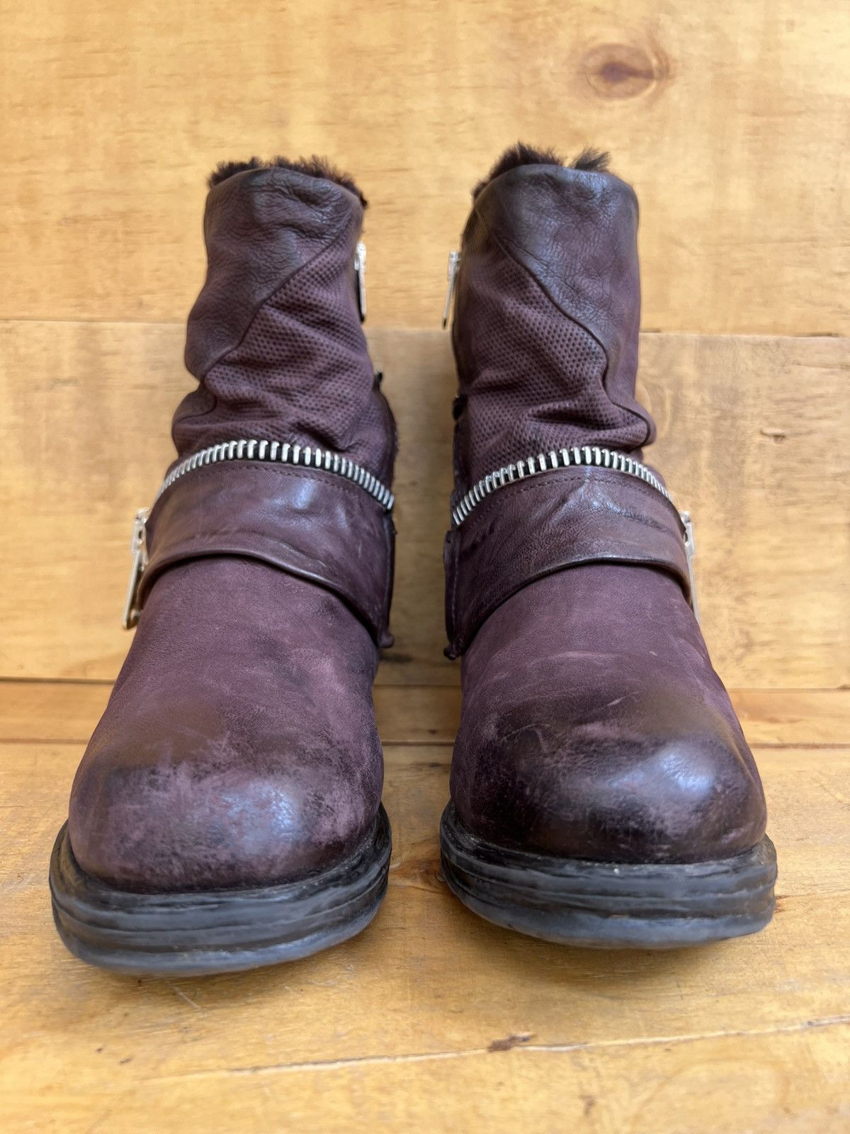 A.S.98 A.S.98 Ankle Leather boots Burgundy With Fur Inside Size US 7 / IT 37 - 2 Thumbnail